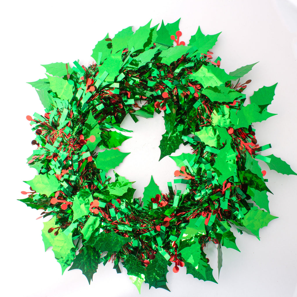 Christmas Wreath Holly Leaves Red & Green 30cm Dia 1pc