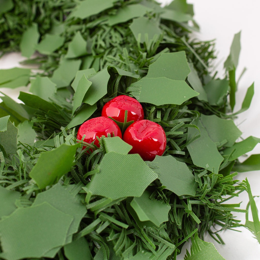 Christmas Wreath Holly Leaves and Berries Green 30cm Dia 1pc