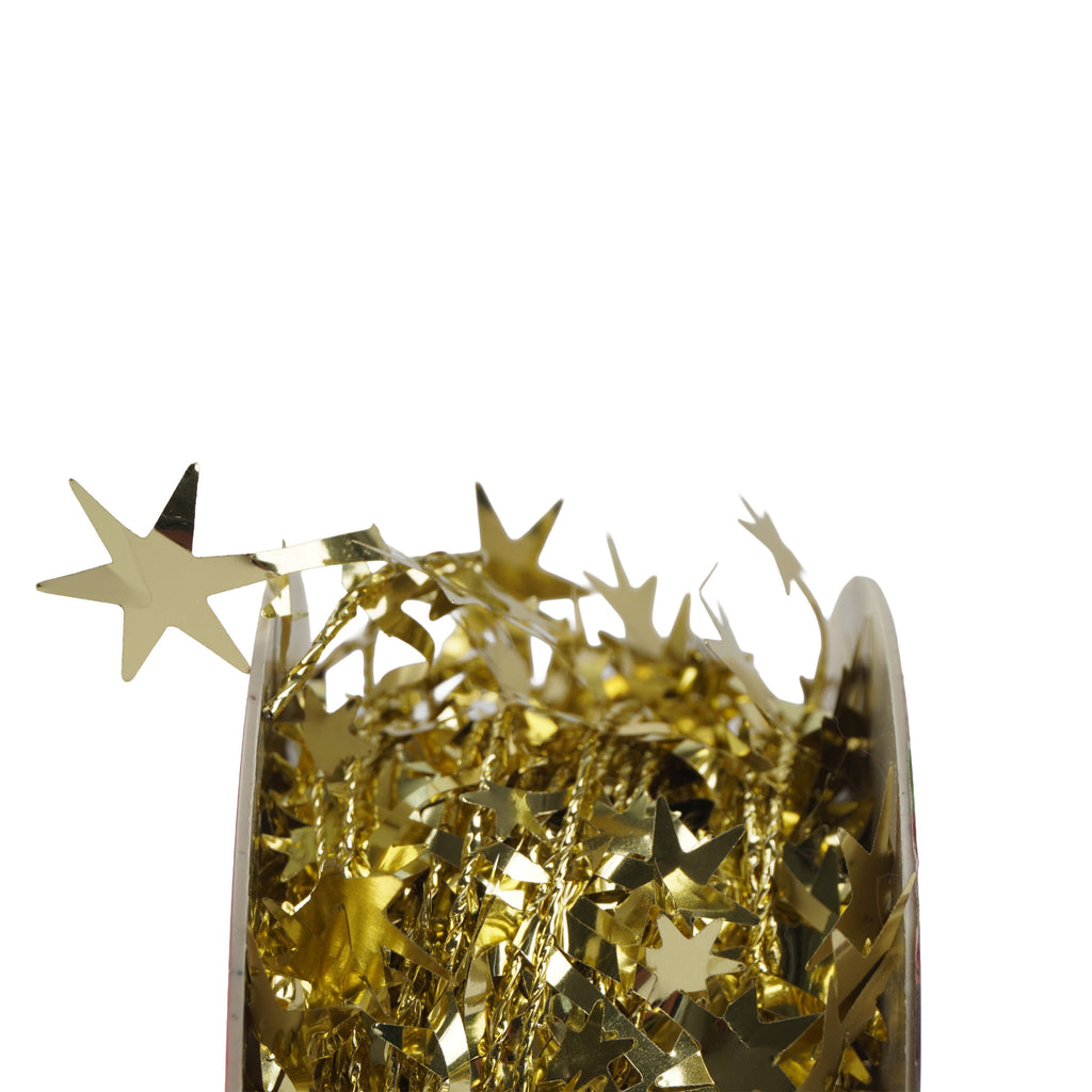 Christmas Star Wired Tinsel Garland Gold 7.5m 1Roll