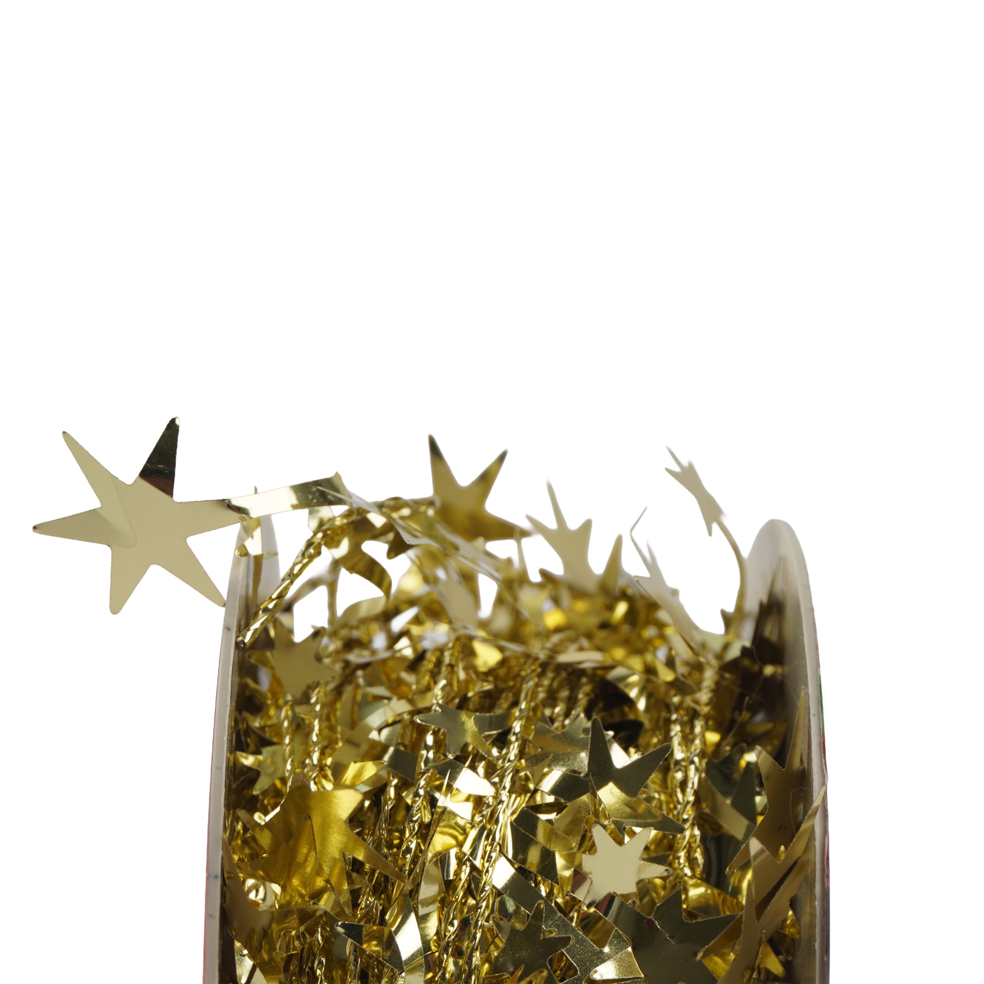 Christmas Star Wired Tinsel Garland Gold 7.5m 1Roll
