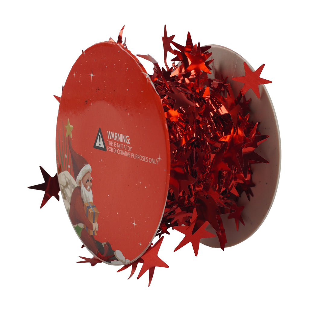 Christmas Star Tinsel Garland Wired Red 7.5m 1Roll