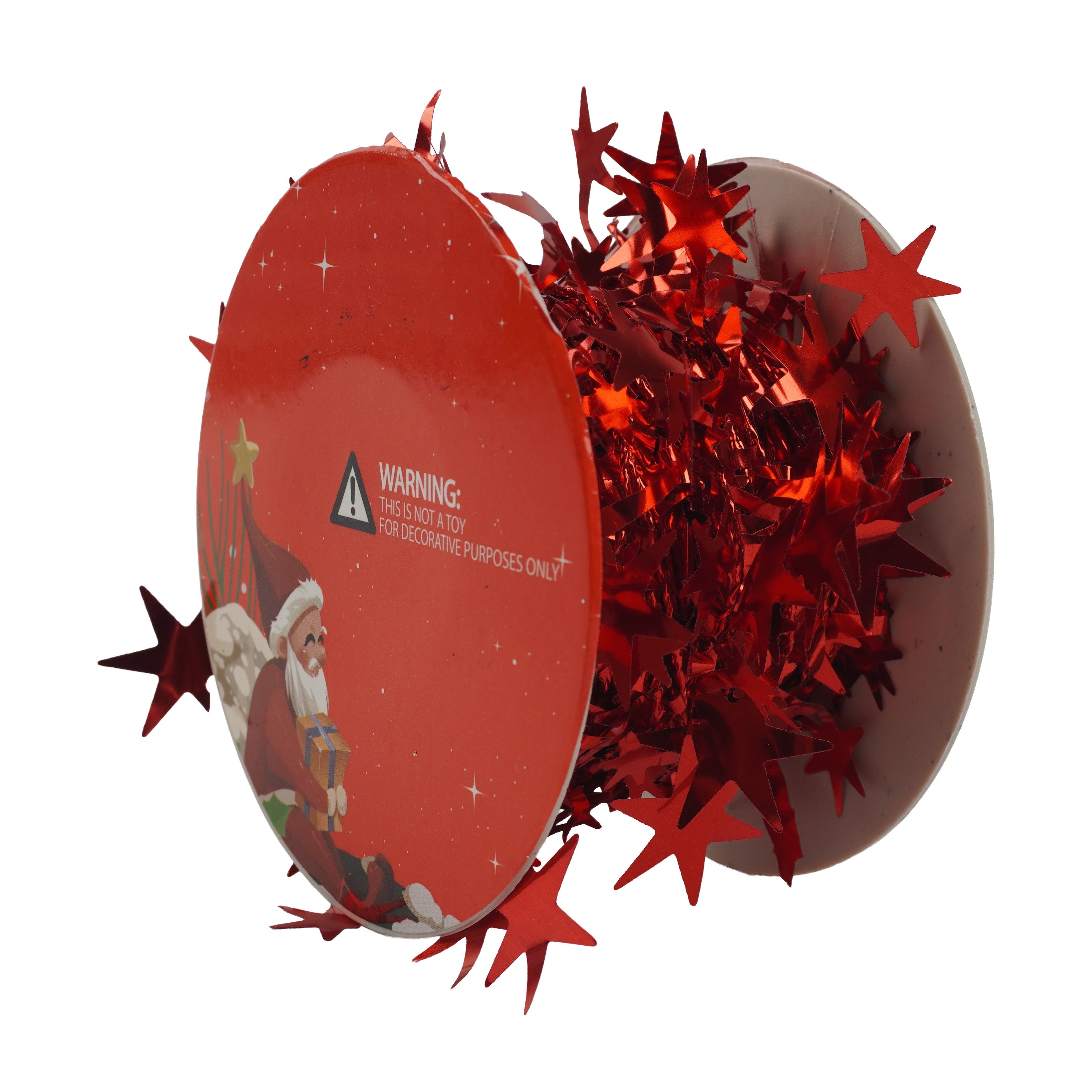 Christmas Star Tinsel Garland Wired Red 7.5m 1Roll