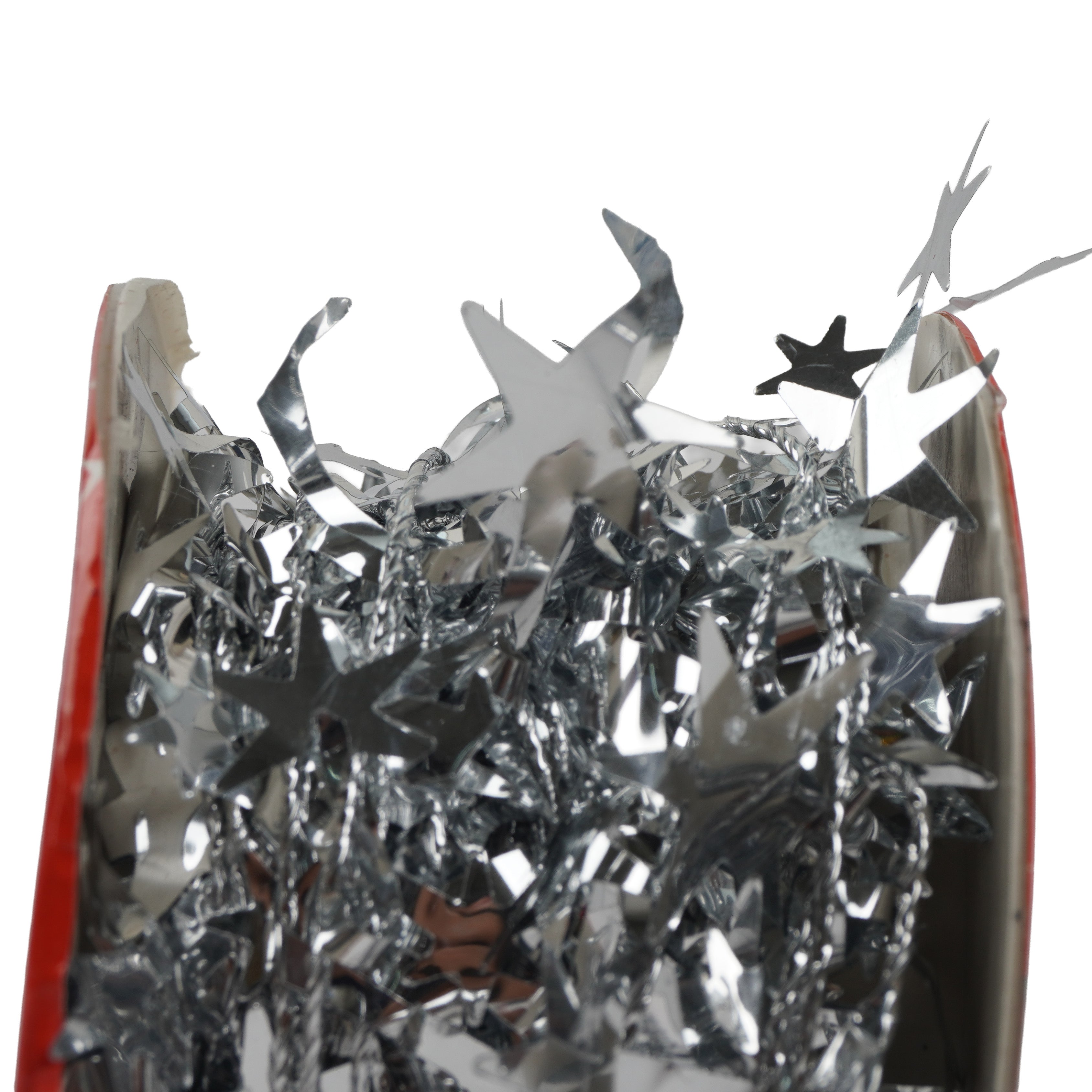 Christmas Star Tinsel Garland Wired Silver 7.5m 1Roll