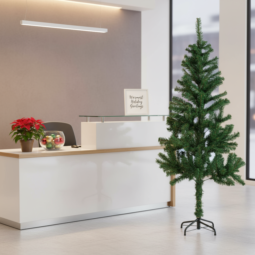 6 Feet - Christmas Festive Tree with Metal Stand 500 Branches (180cm) 1pc  (Ornaments Combo)
