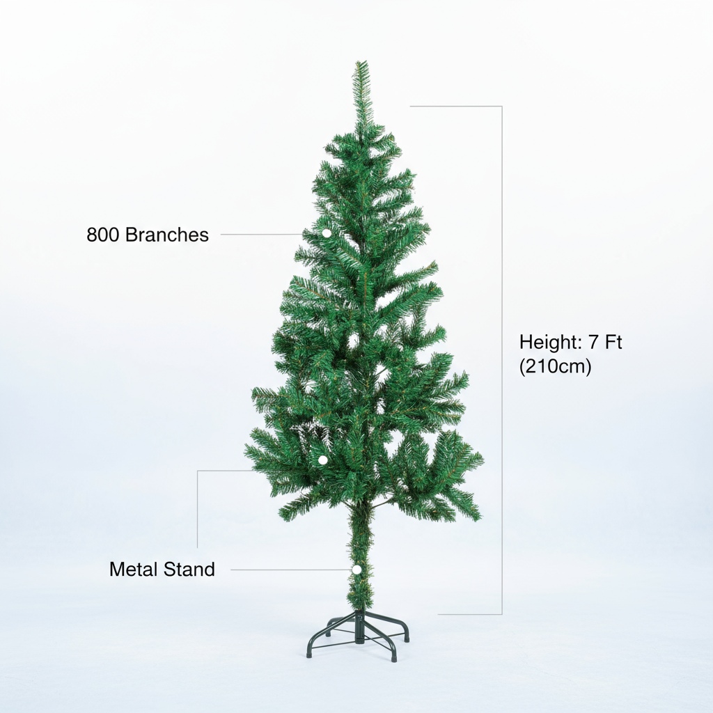 Christmas Festive Tree with Metal Stand 800 Branches 7 Ft (210cm) 1pc
