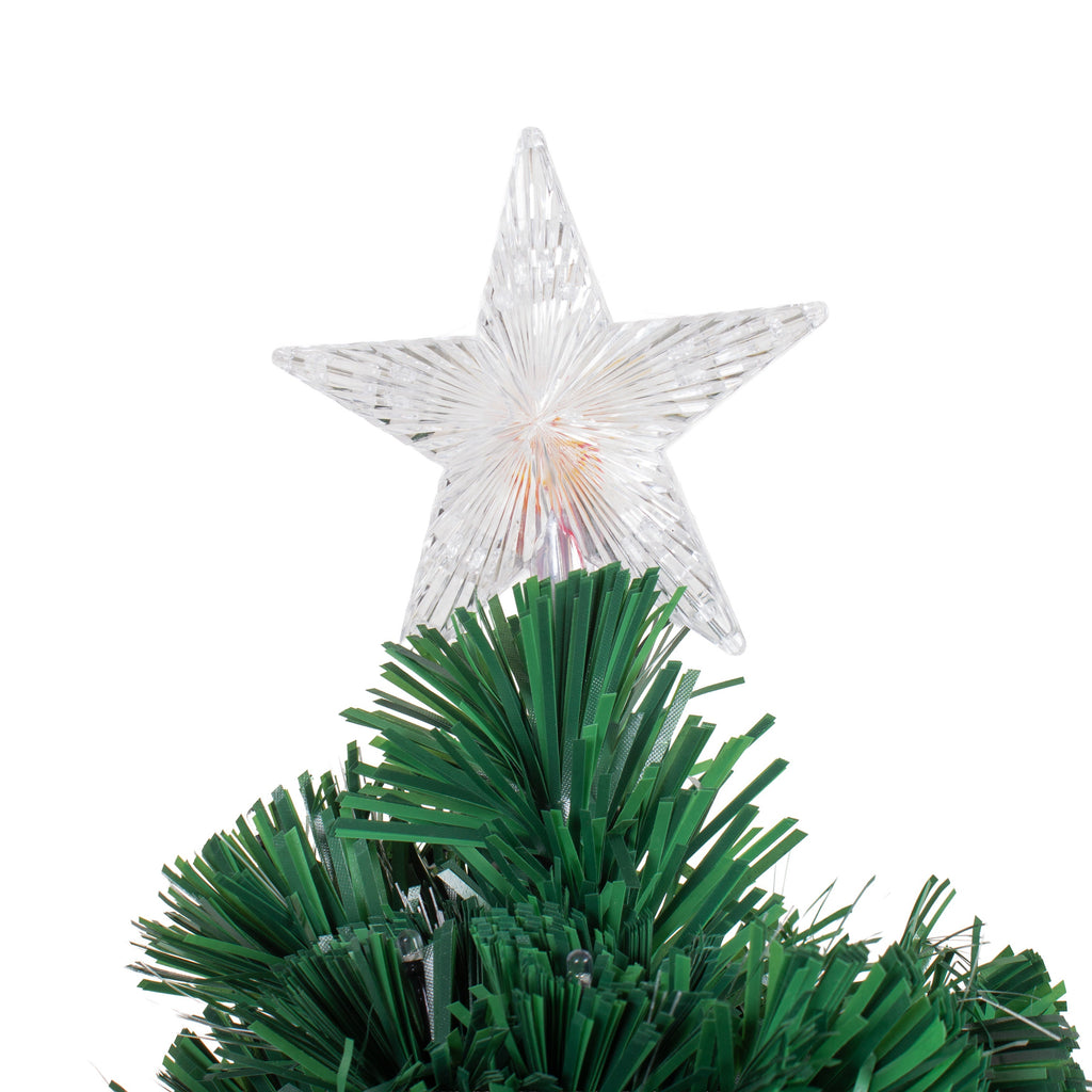 5 Feet - Christmas LED Fibre Optic Tree with Colour Changing Lights & Star 180 Branches (150cm) 1pc  (Ornaments Combo)