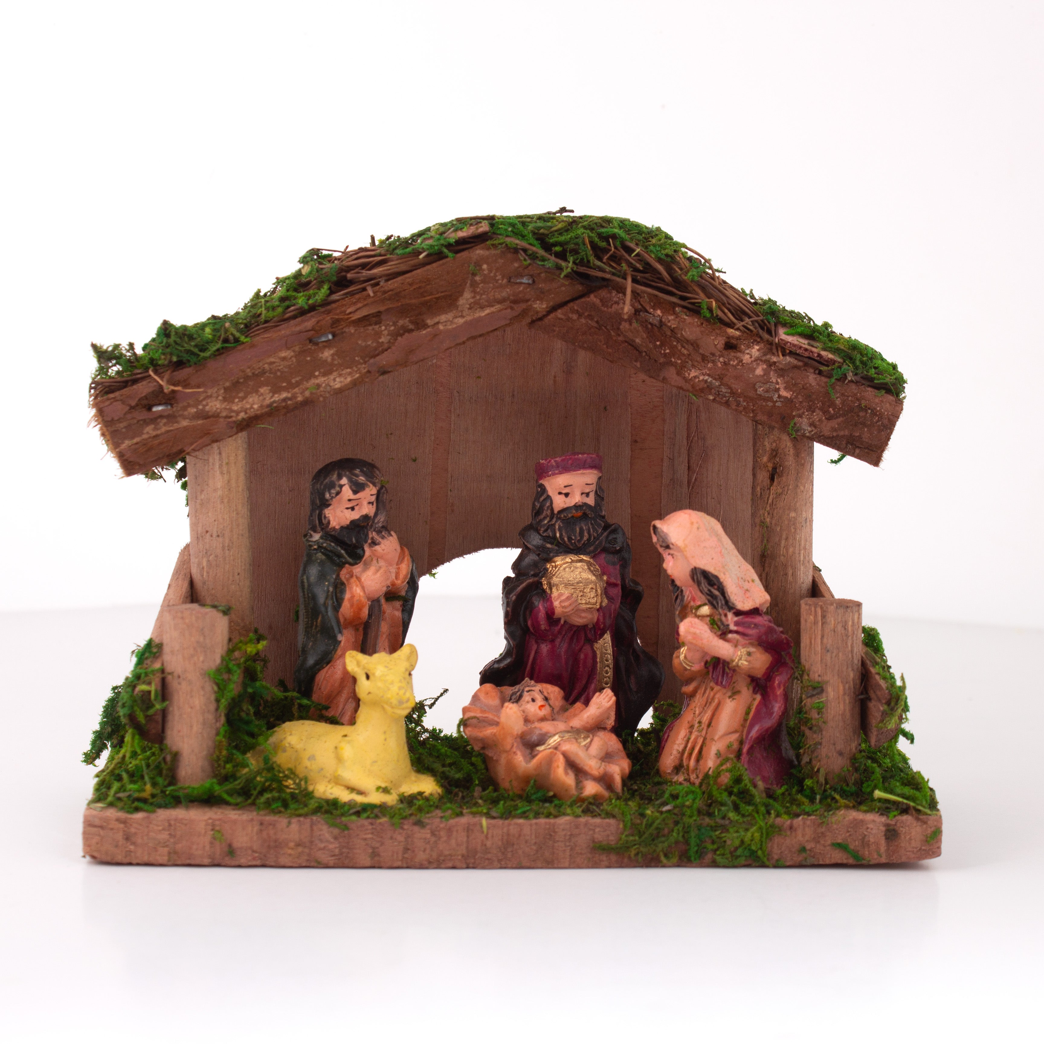 Christmas Wooden Crib Nativity scene with figurines Hores 15 X 10.5cm 5pcs1 Box