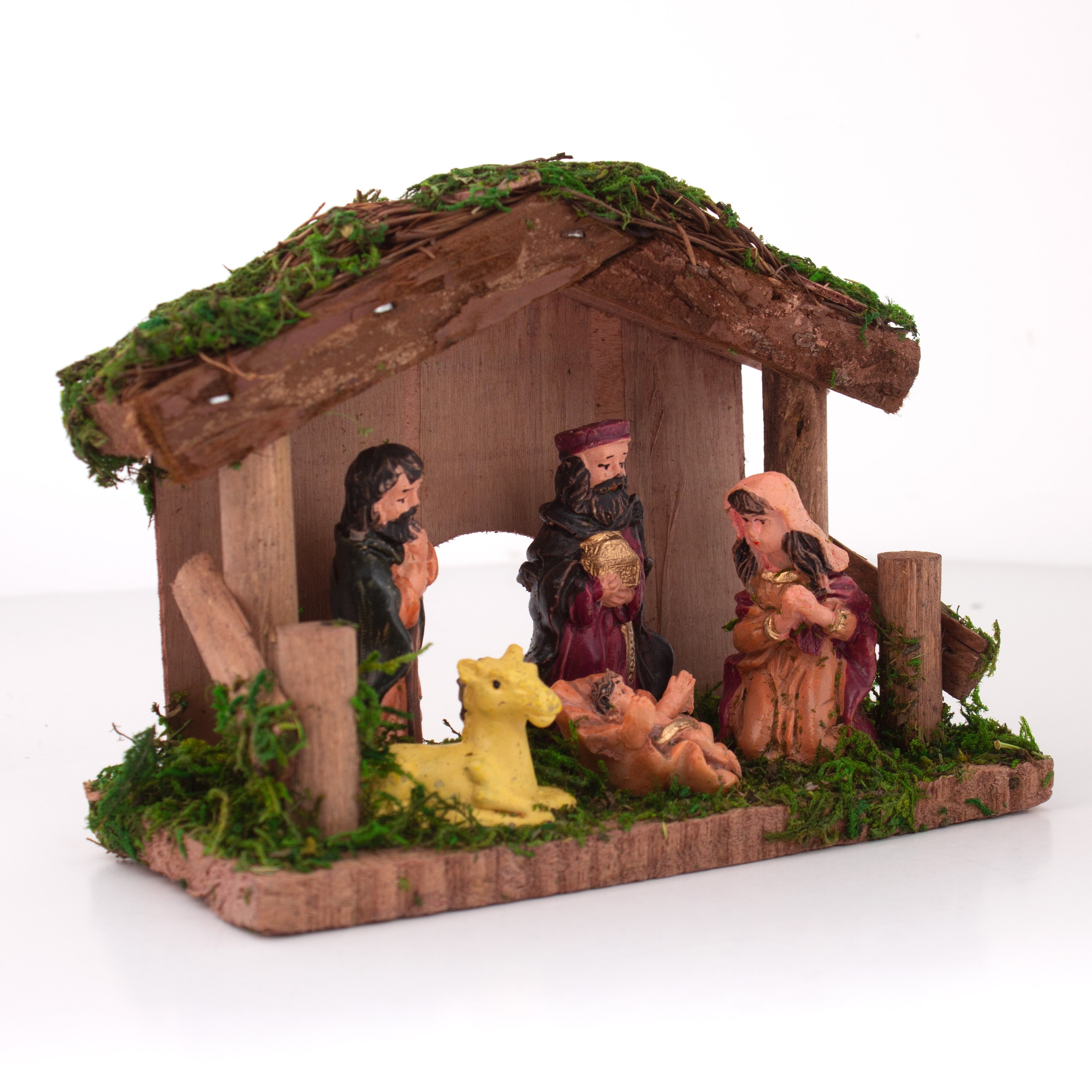 Christmas Wooden Crib Nativity scene with figurines Hores 15 X 10.5cm 5pcs1 Box