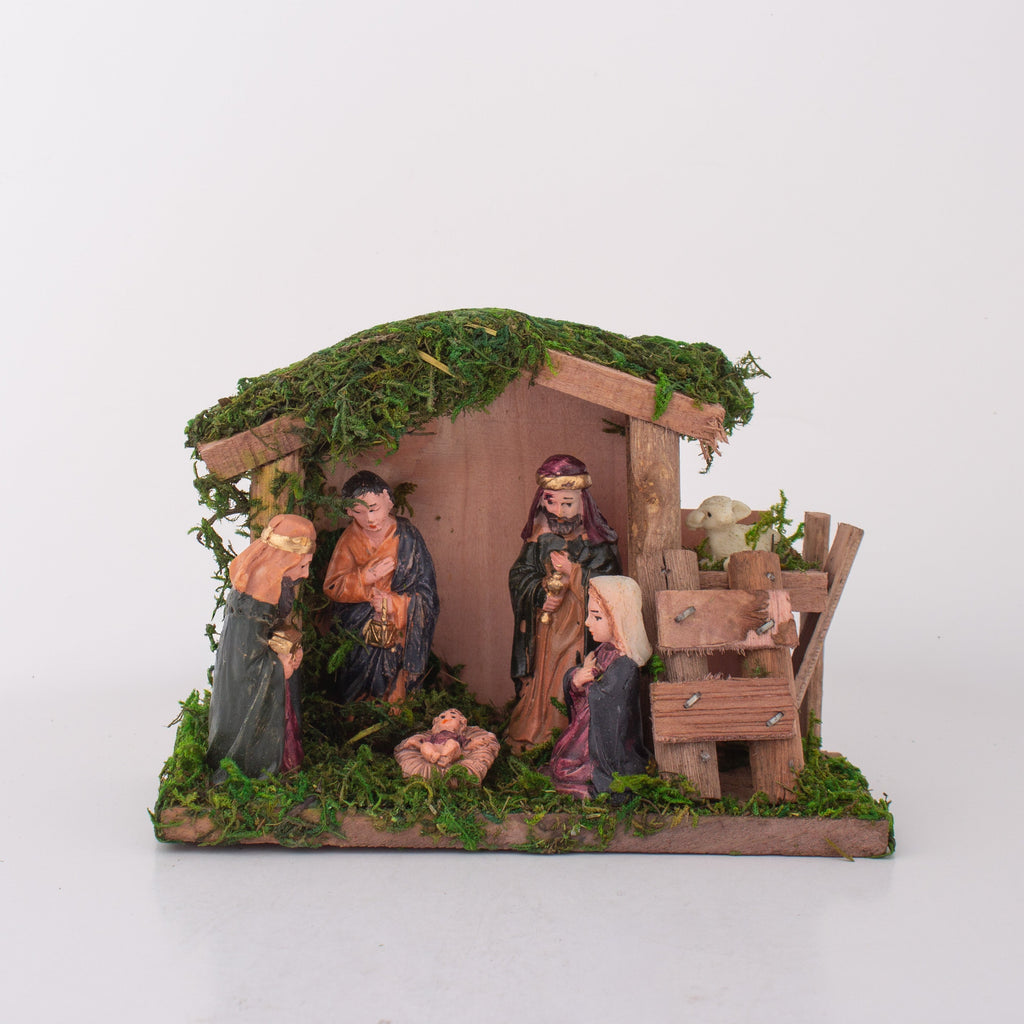Christmas Wooden Crib Nativity scene with figurines Sheep 15 X 10.5cm 6pcs1 Box