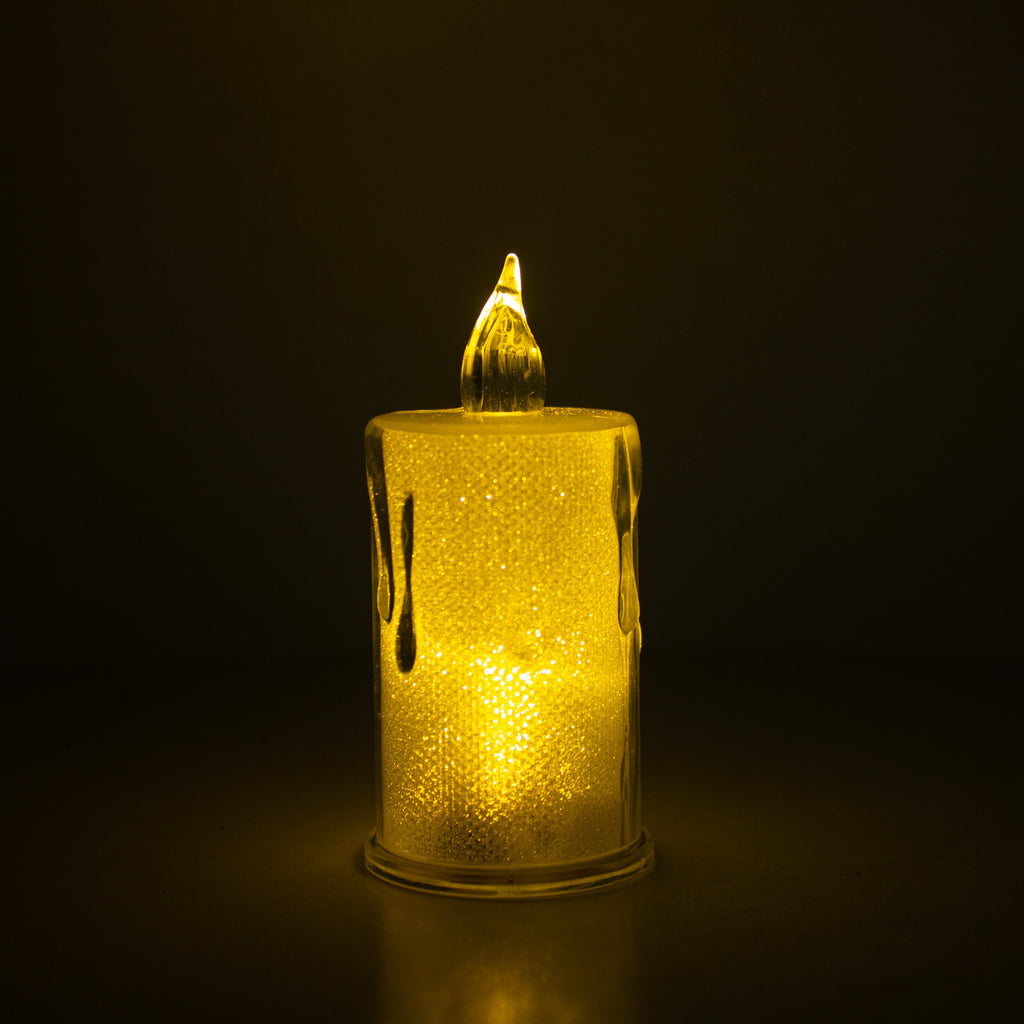 Smokeless Crystal Acrylic LED Candles Warm light 7.6cm 1pc