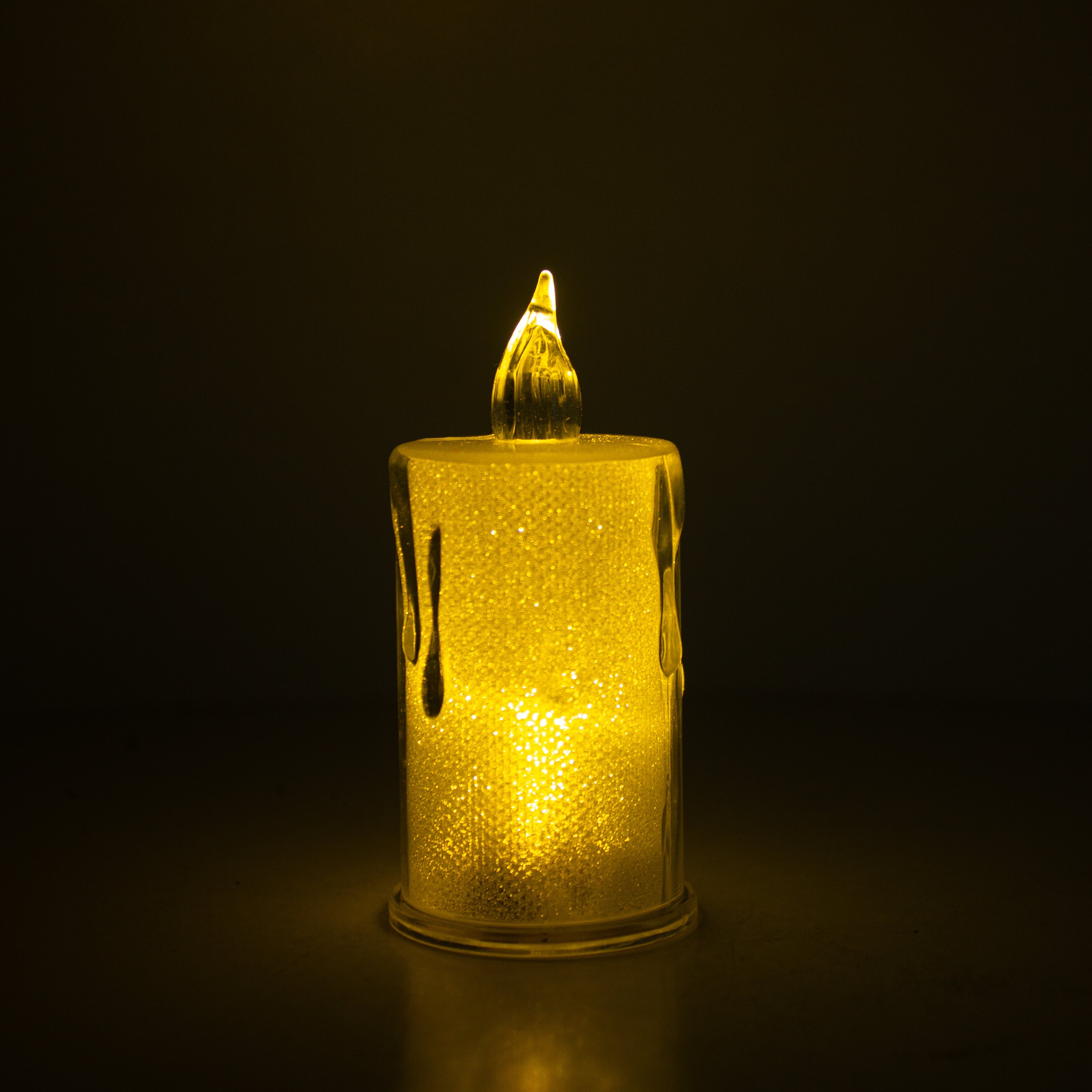 Smokeless Crystal Acrylic LED Candles Warm light 7.6cm 1pc