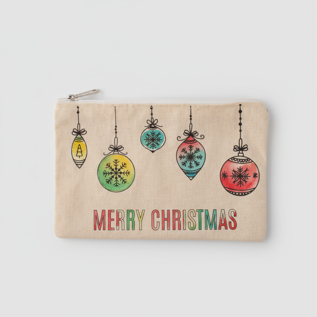 Christmas Pre-Printed Colour Your Own Zipper Pouch Merry Christmas Approx 8 x 5in 1pouch