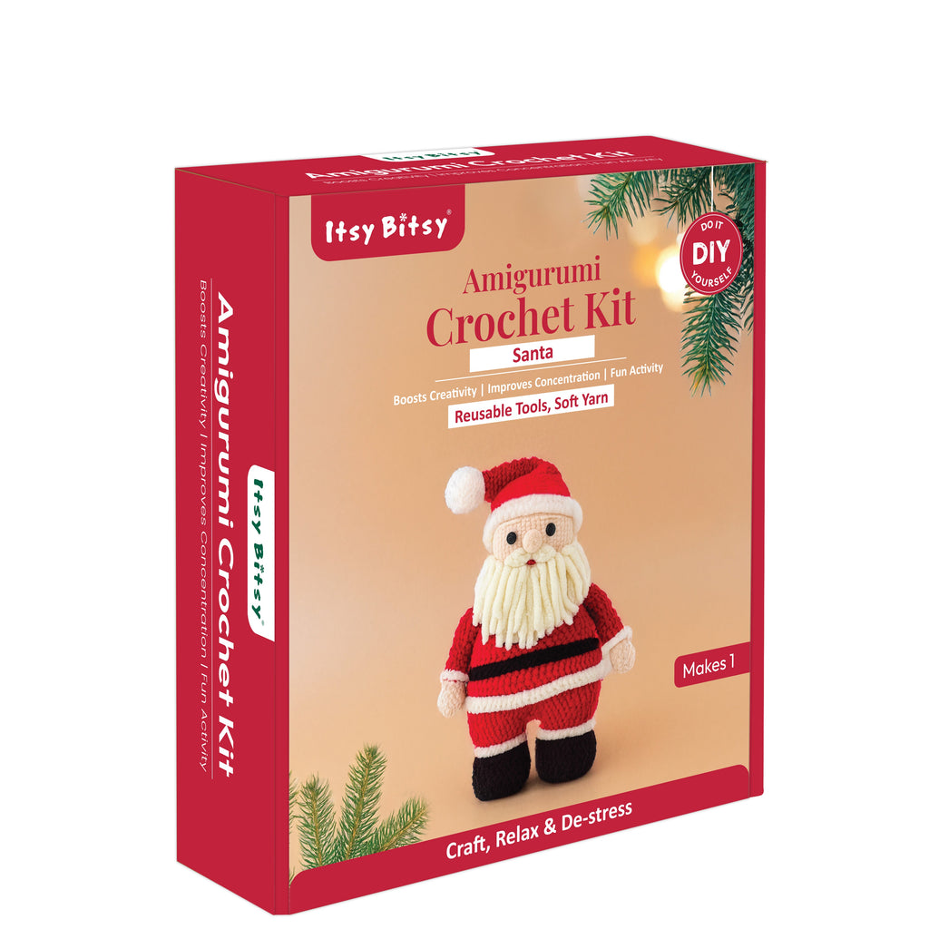 Christmas DIY Amigurumi Crochet Kit Santa 9 x 6 Inch 1Box