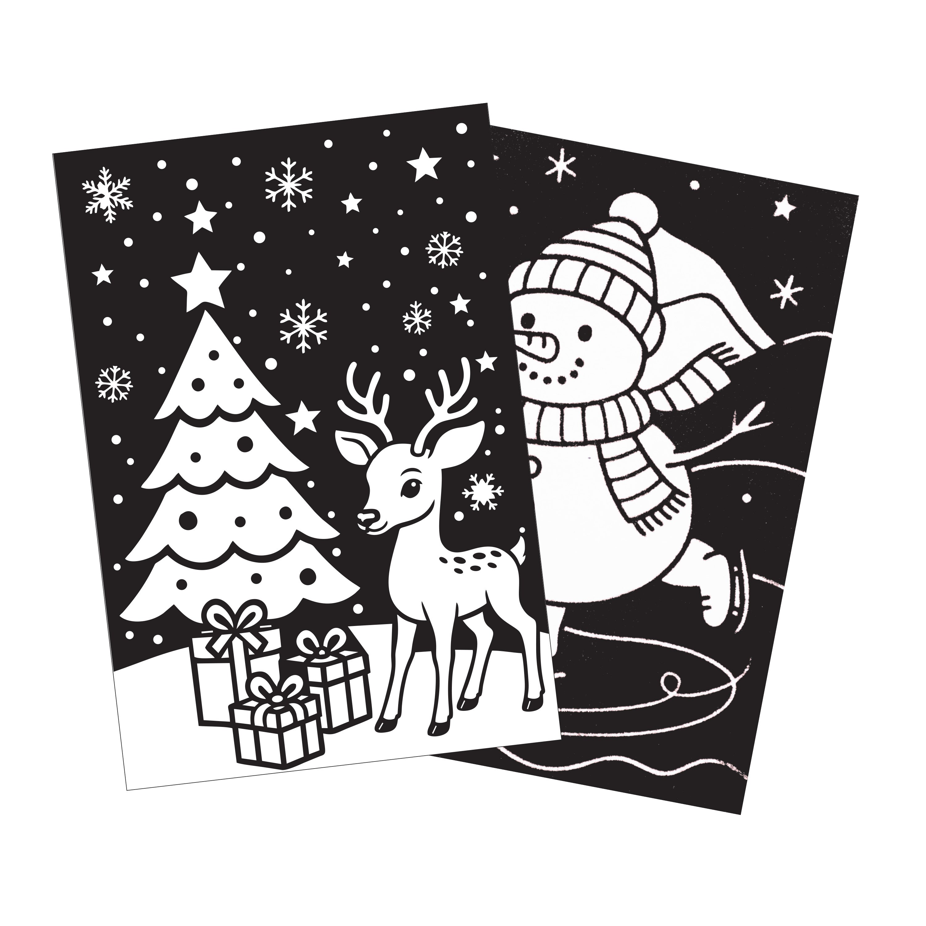 Christmas DIY Velvet Decor Kit Cheerful Snowman Includes 12 Mini Sketch pens and 2 Velvet Boards Approx - 25.7 x16.7 x 2 cm 1Box
