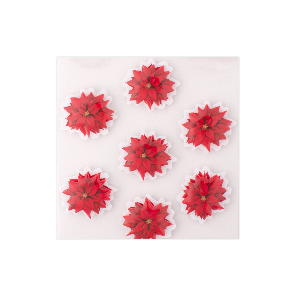 Handmade Resin Self Adhesive Stickers Glassy Poinsettia 15pc