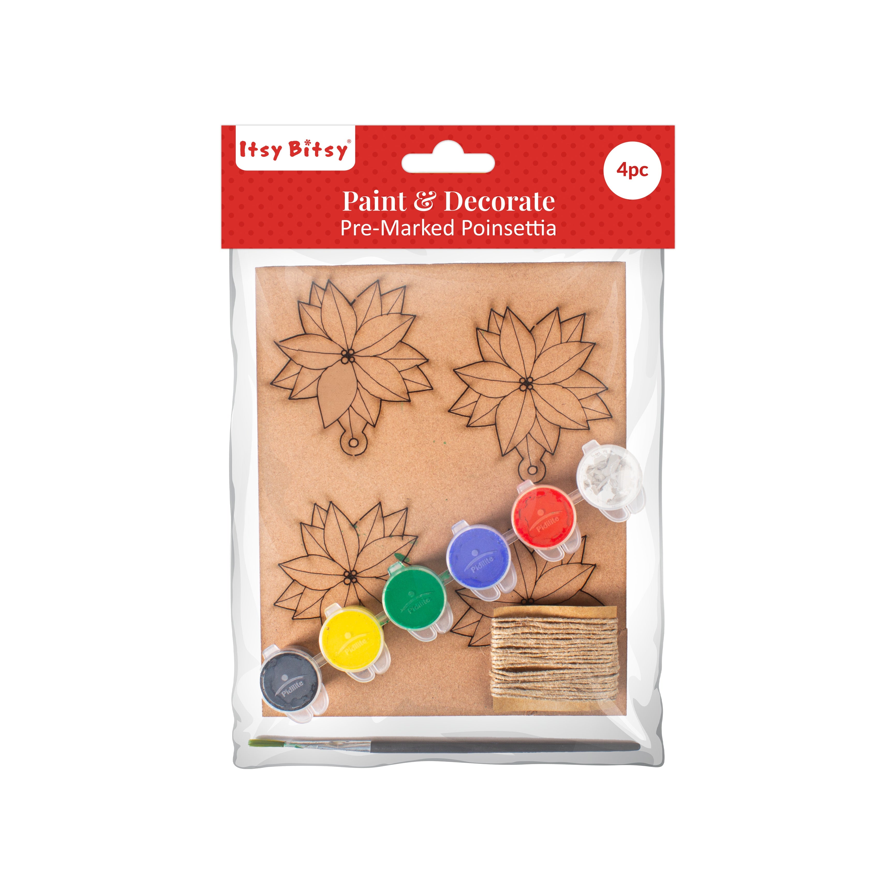 Christmas Pre-marked Paint And Decorate Kit Poinsettia 2mm Thickness Approx L15.3 x W12.4cm 1pc