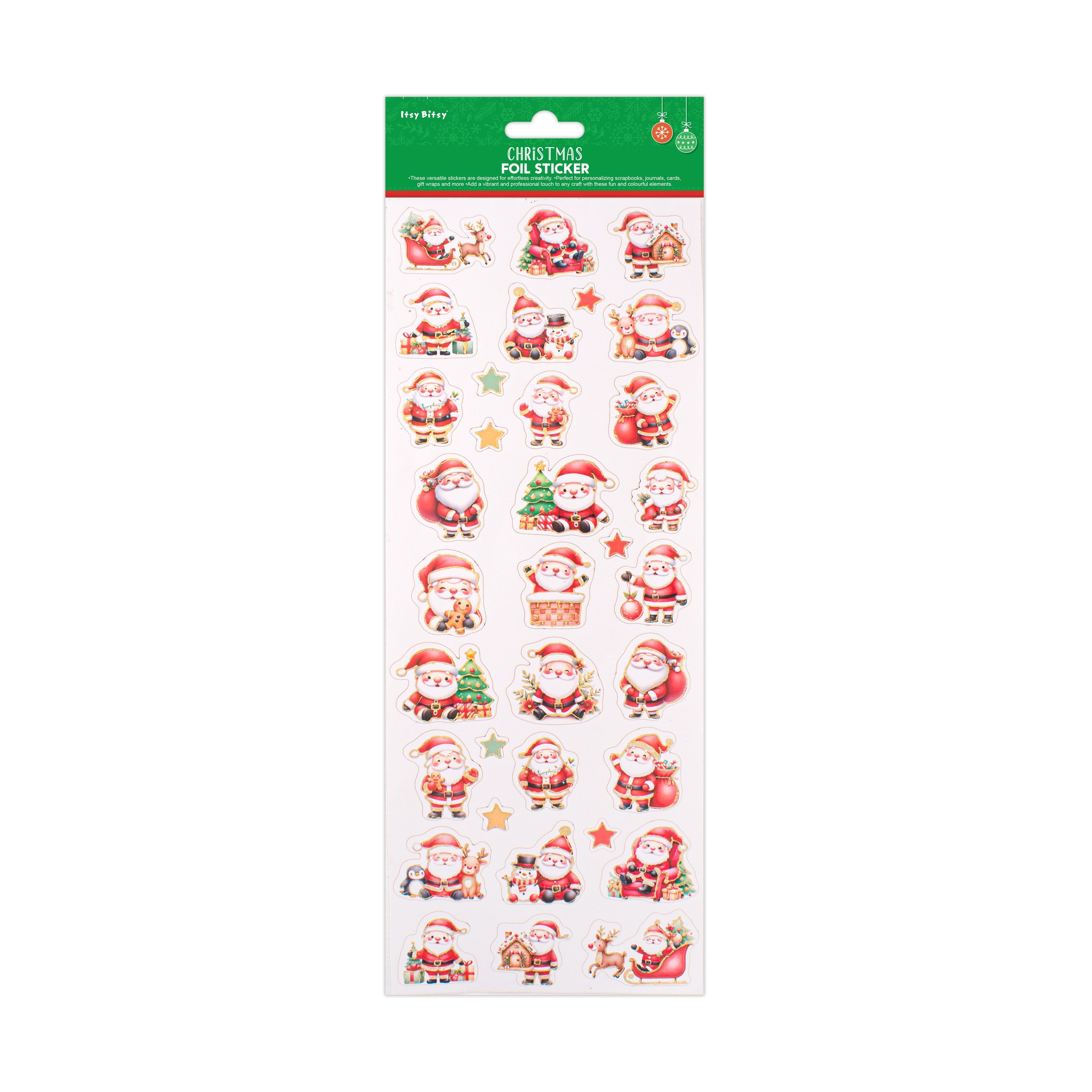 Christmas Peel Off Foil Stickers Santa Moments Approx 12.20 x 5.11inch 1 Sheet