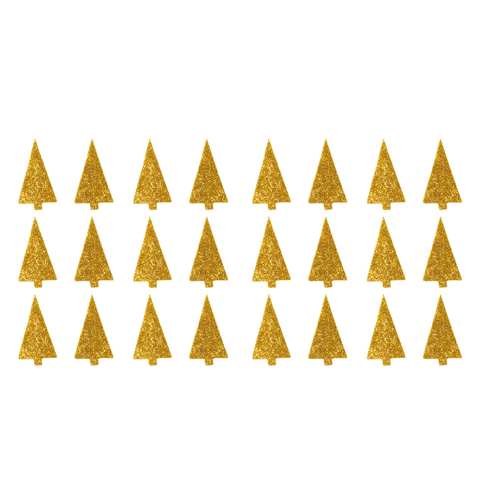 Christmas Self Adhesive Sparkle Fun Foam Shape Pine Gold 24pc