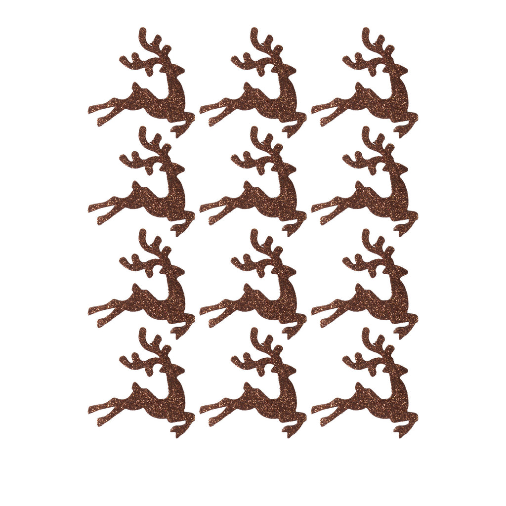 Christmas Self Adhesive Sparkle Fun Foam Shape Reindeer Bronze Shimmer 12pc
