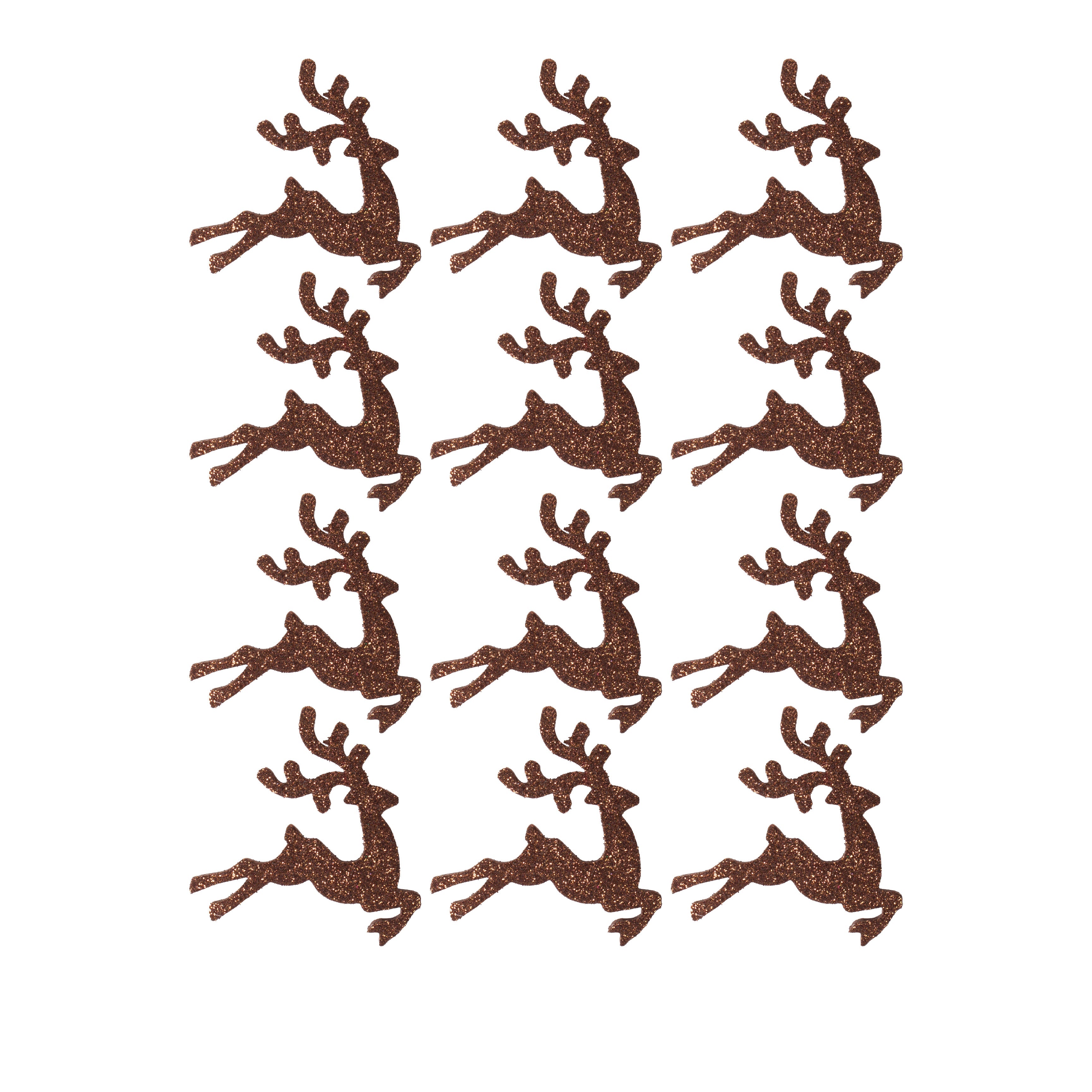 Christmas Self Adhesive Sparkle Fun Foam Shape Reindeer Bronze Shimmer 12pc