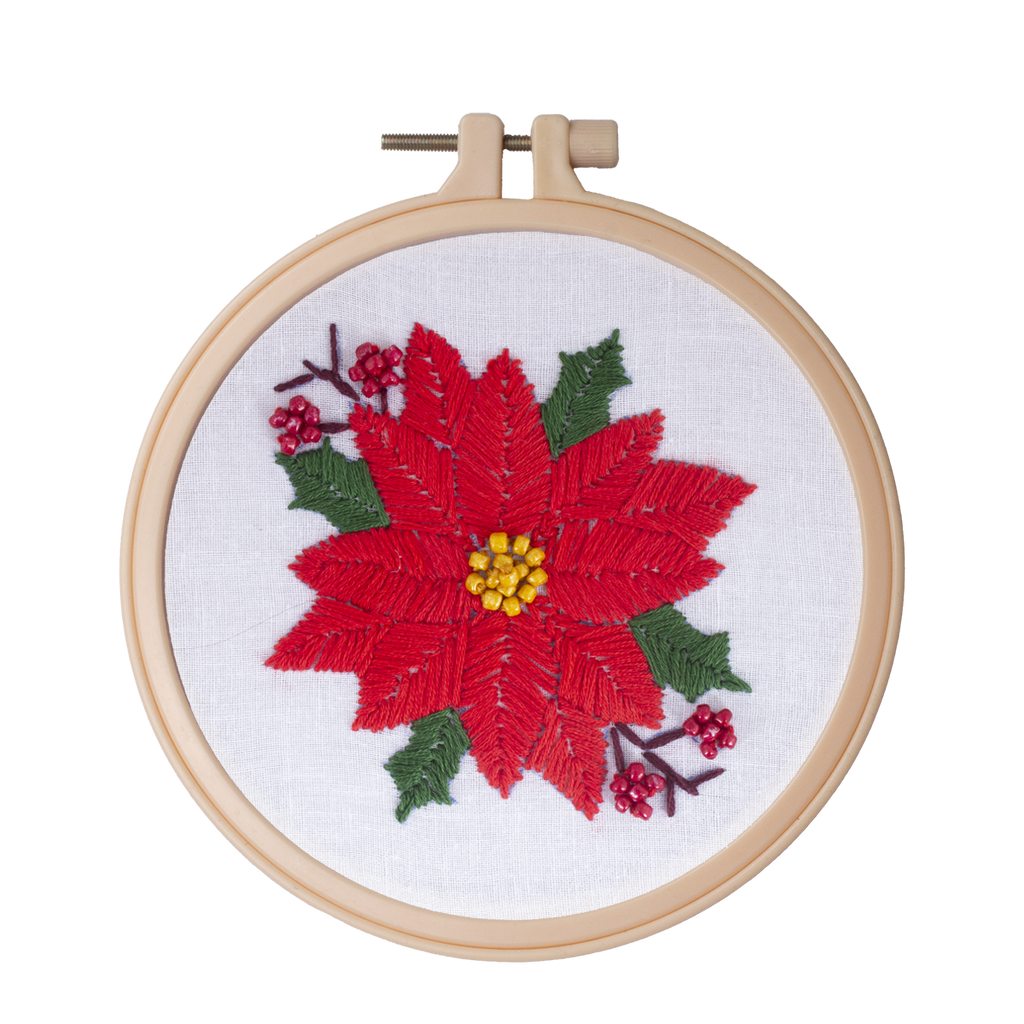 Christmas Embroidery Decor Kit Penguin & Poinsettia Makes-2 1Box