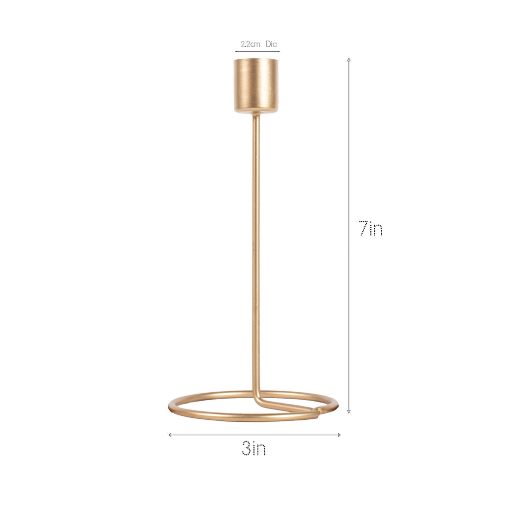 Metallic Round Candle Gold & Metal Candlestick Holder (Large) Combo
