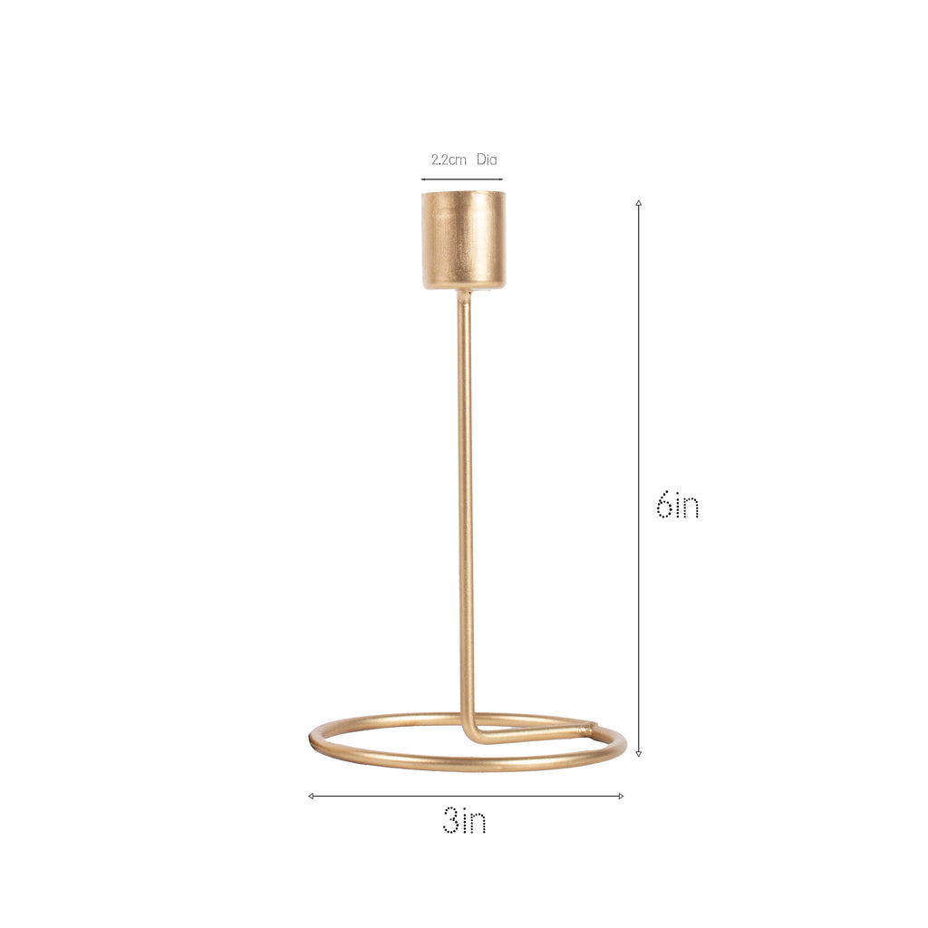 Metallic Round Candle Gold & Metal Candlestick Holder (Medium) Combo
