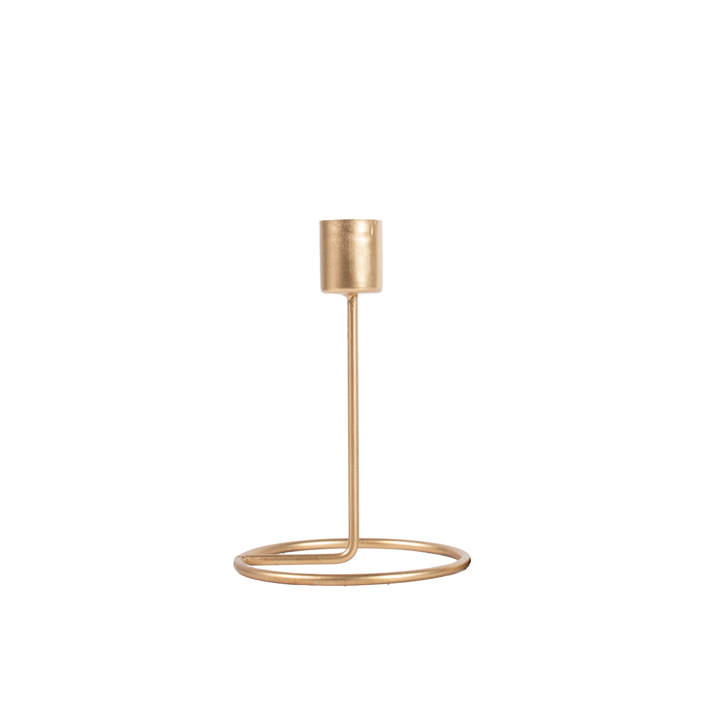 Metallic Round Candle Silver & Metal Candlestick Holder (Small) Combo