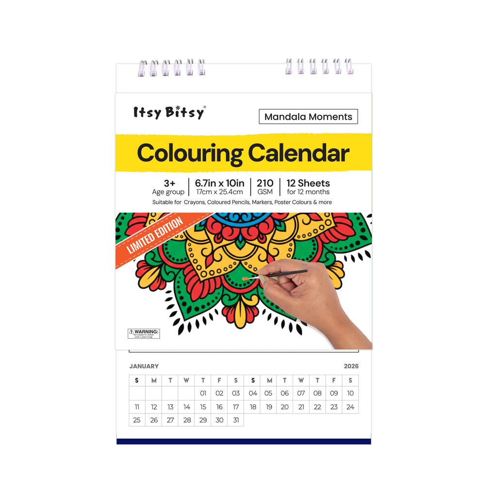 Colouring Desk Calendar 2026 Mandala Moments 6.7 X 10inch 12 Sheets 1pc