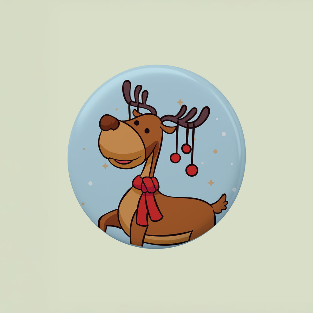 Christmas Metal Pin Badge for Kids & Adults Reindeer 58mm 1pc