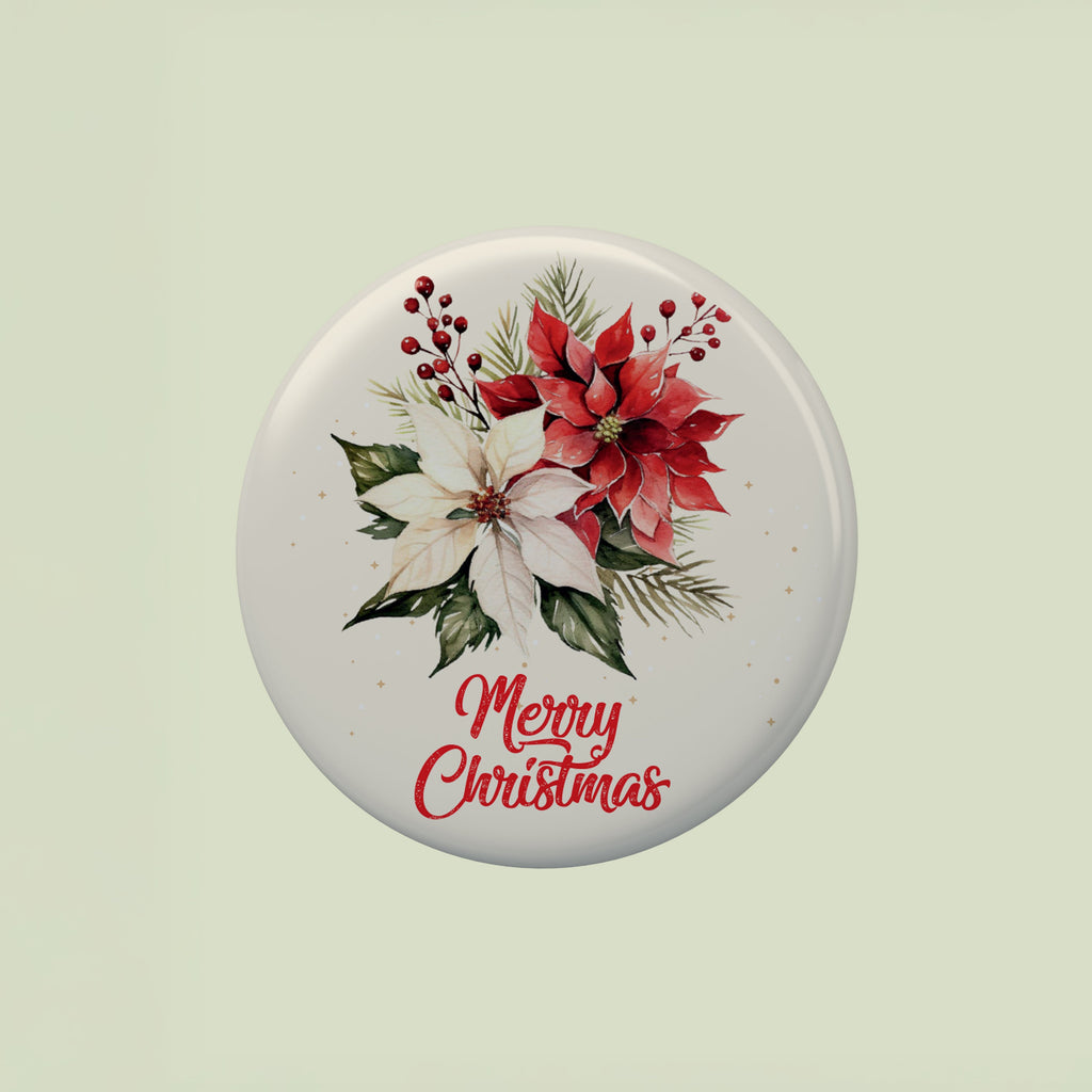 Christmas Metal Pin Badge Christmas Poinsettia 58mm Kids & Adults 1pc
