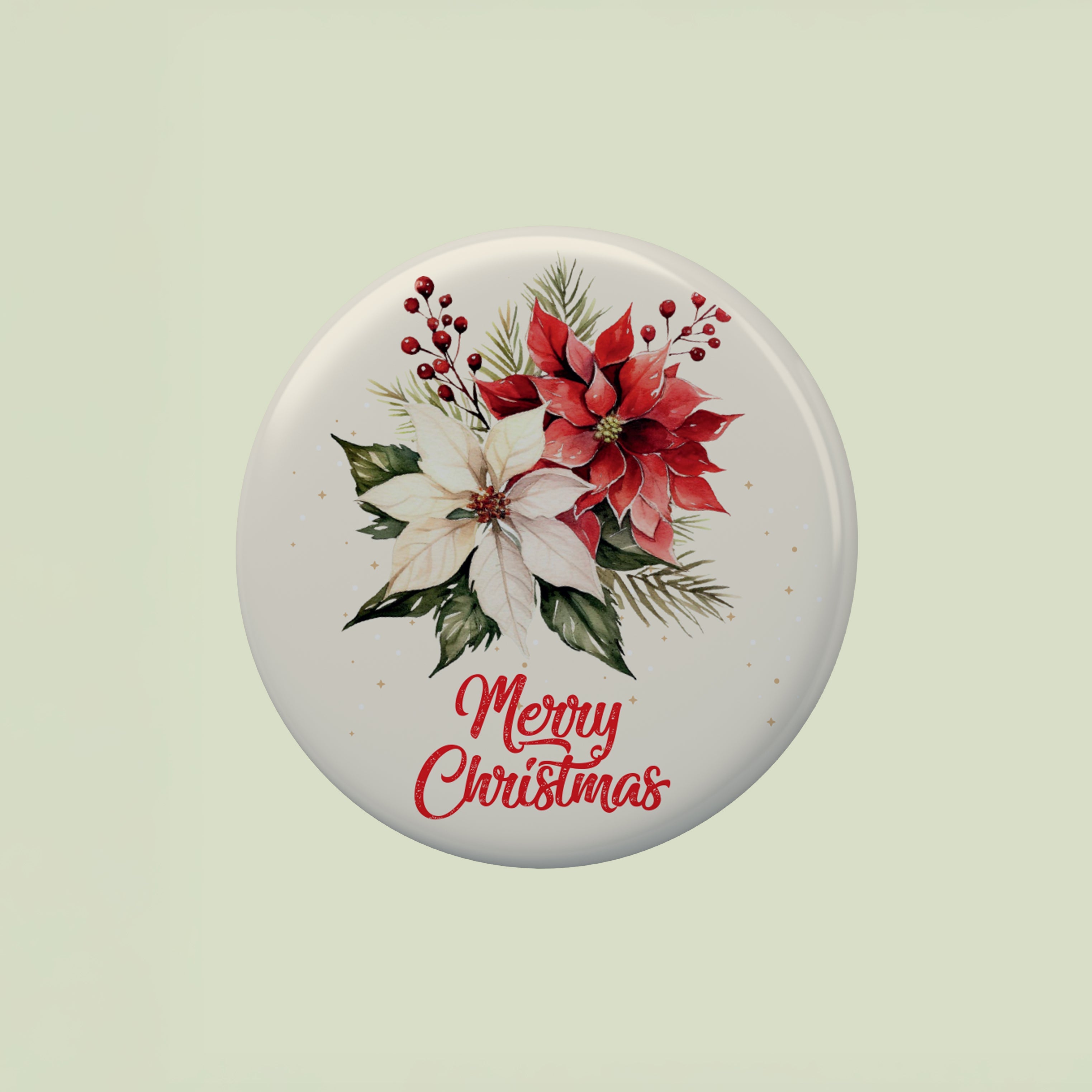 Christmas Metal Pin Badge Christmas Poinsettia 58mm Kids & Adults 1pc