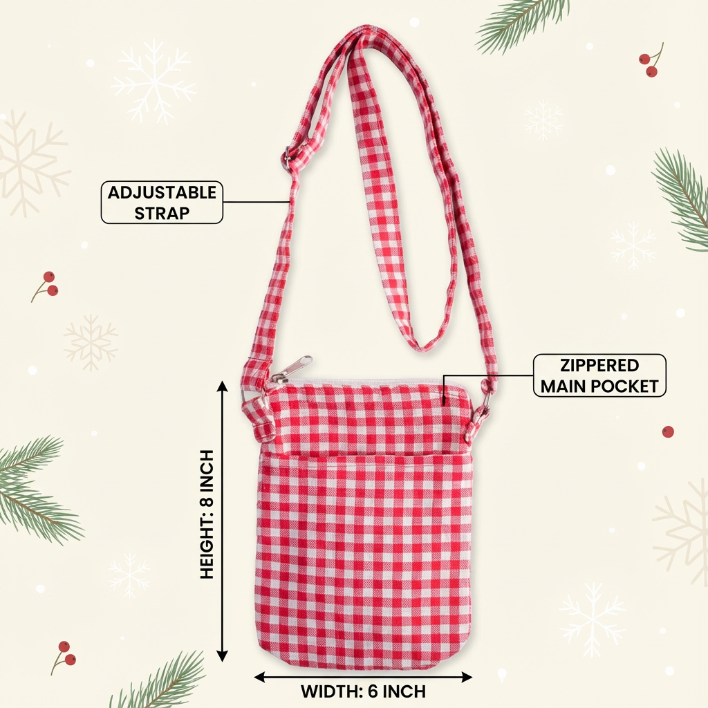 Gingham Sling Pouch 6in x 8in 1pc