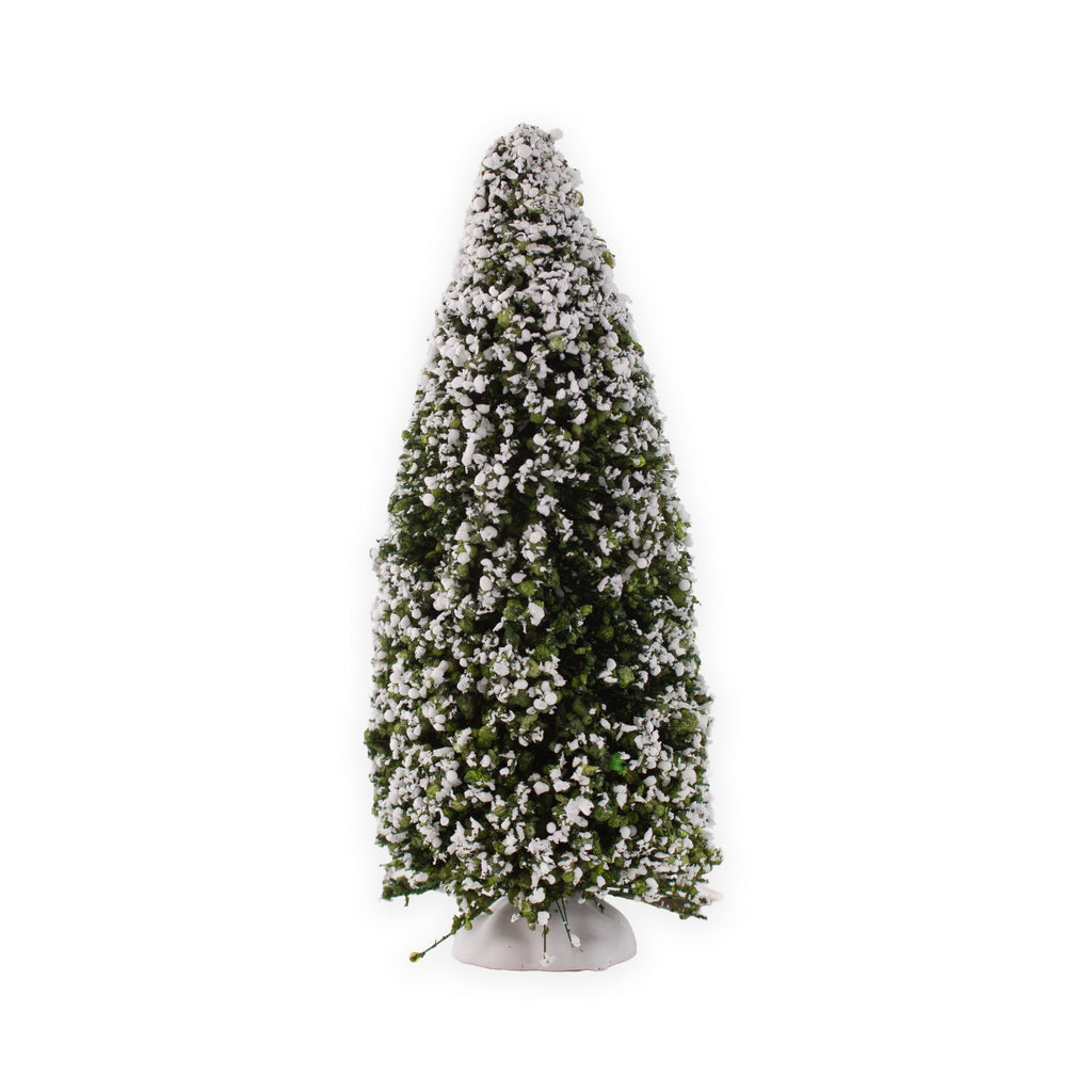 Flocked Bristle Tree with White Base Snow 14cm 1pc