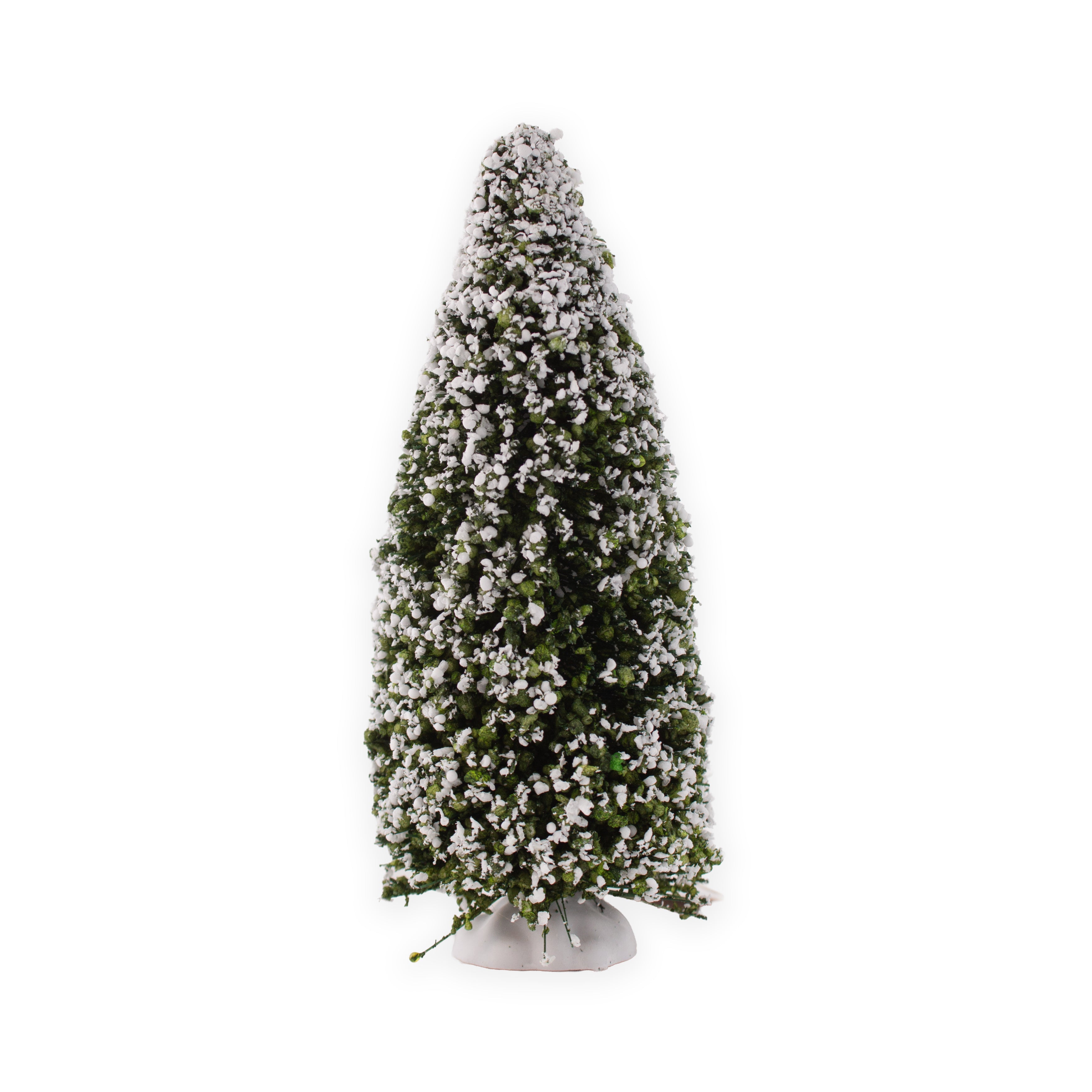 Flocked Bristle Tree with White Base Snow 14cm 1pc