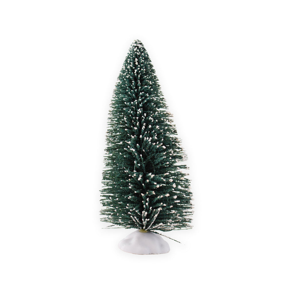 Flocked Bristle Tree with White Base Pine Green Tree With Snow 14cm 1pc