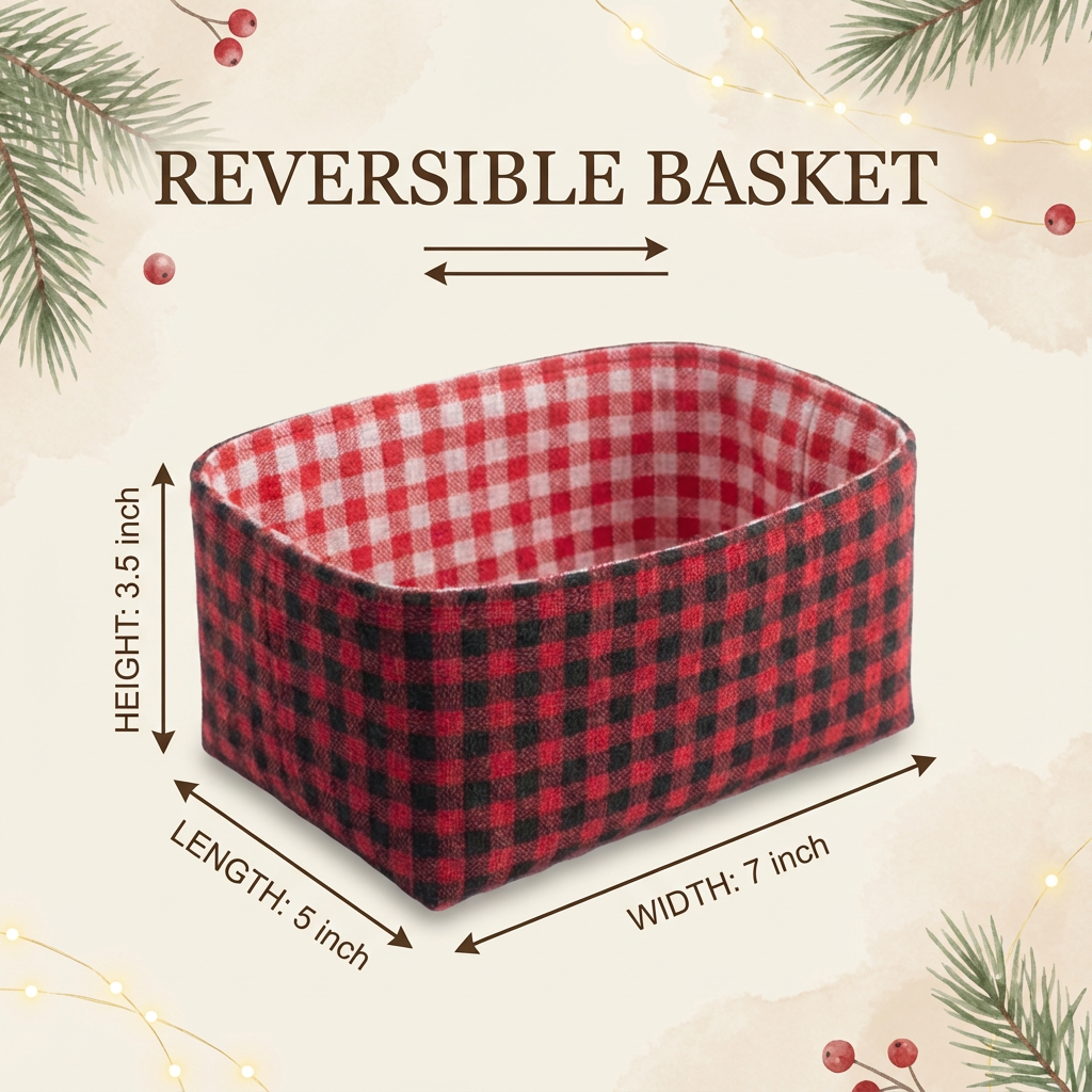 Fabric Reversible Basket 6 x 7 x3inch 1pc
