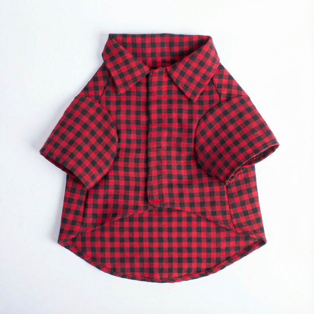 Cotton Dog Shirt Black & Red Gingham Small 3 To 8kg 1pc