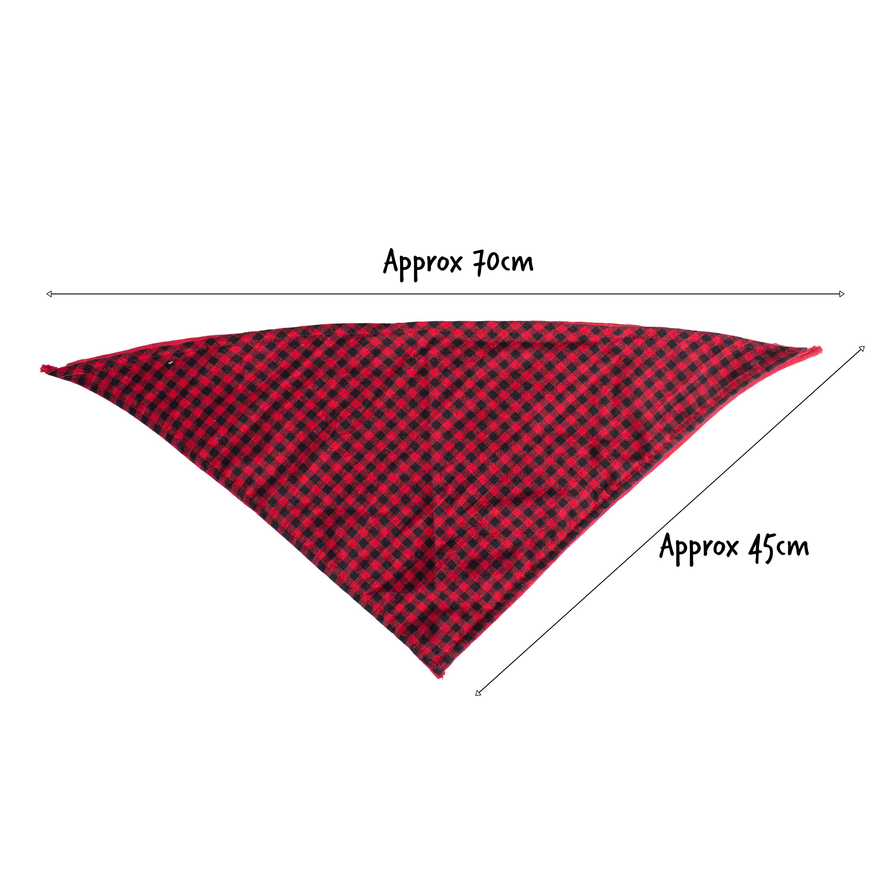 Pet Bandana Red and Black Gingham 65cm 1pc