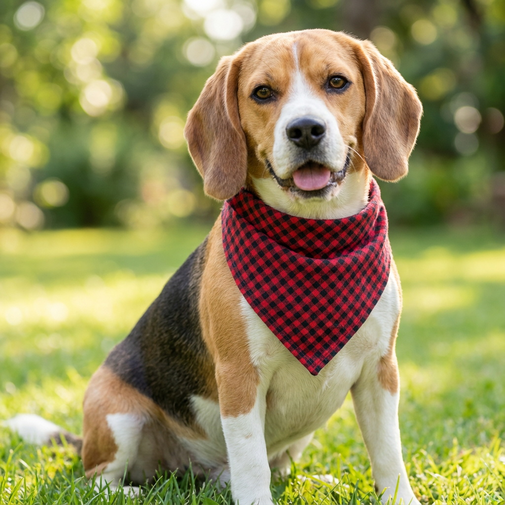 Pet Bandana Red and Black Gingham 65cm 1pc