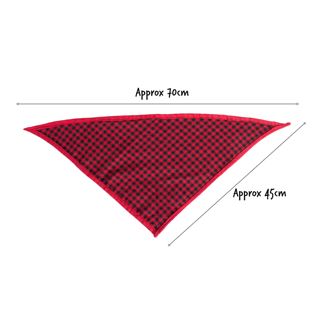 Pet Bandana Red & White Gingham with Border 65cm 1pc