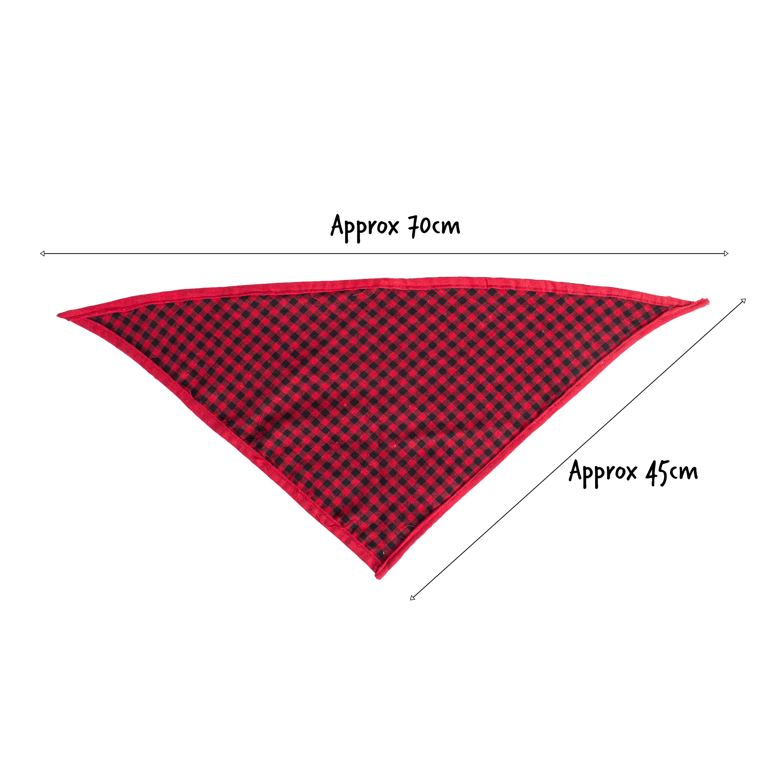 Pet Bandana Red & White Gingham with Border 65cm 1pc