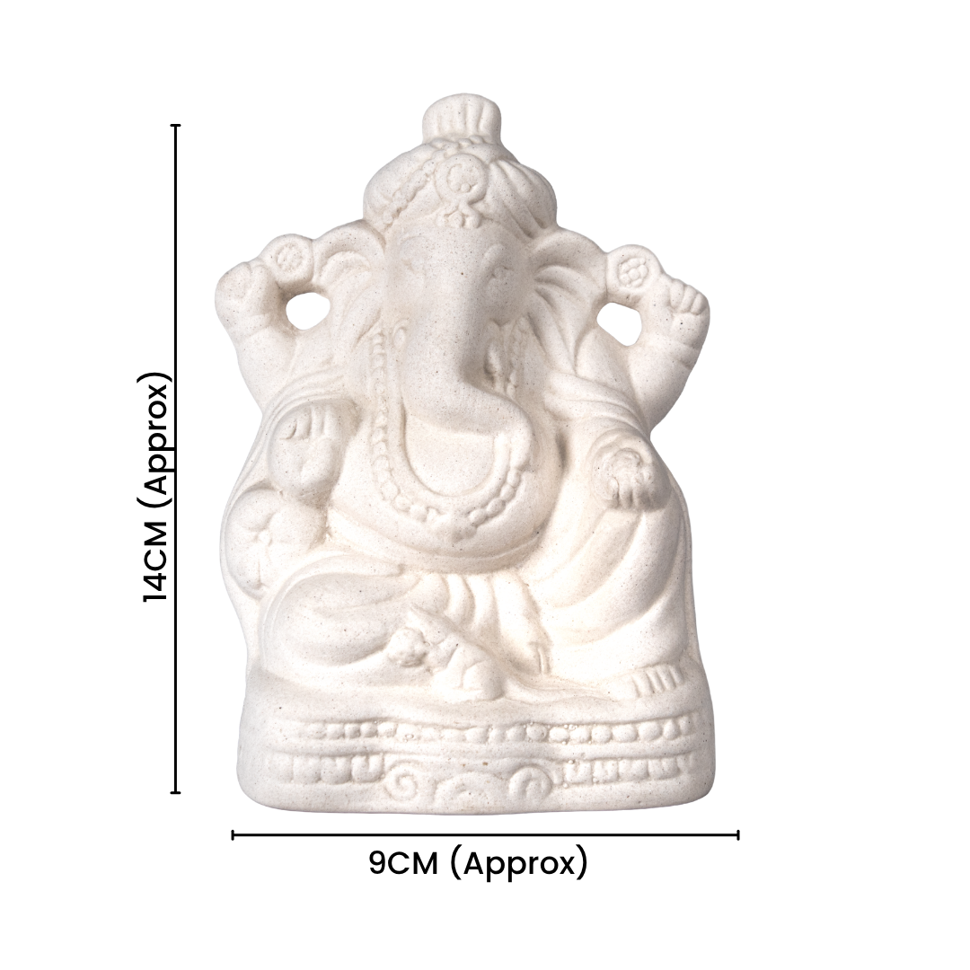 White Ceramic Ganesha 9 X 14cm 1 pc