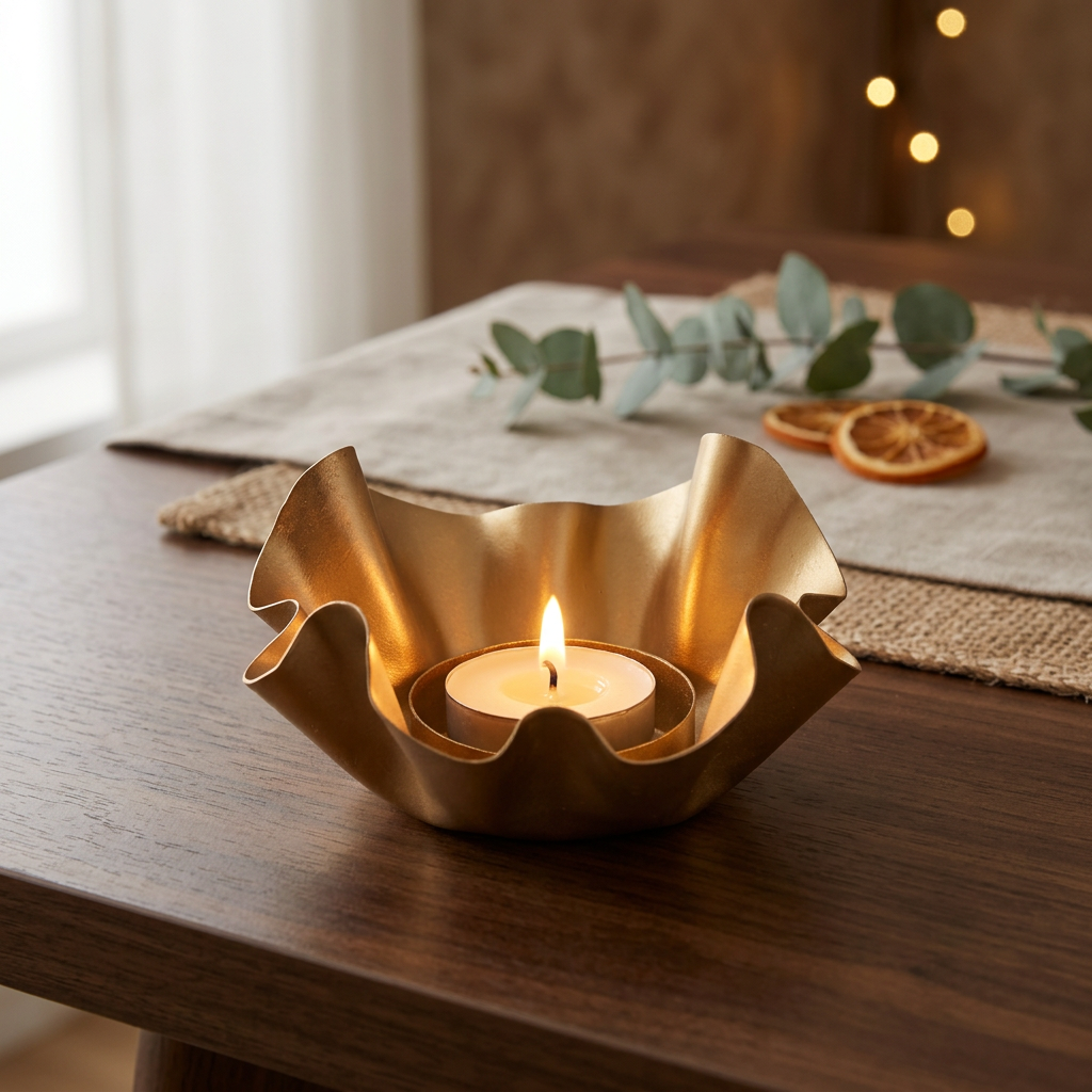 Metal Tealight Holder Floral Radiance Gold 8.5 X 8.5 X 4m 1pc