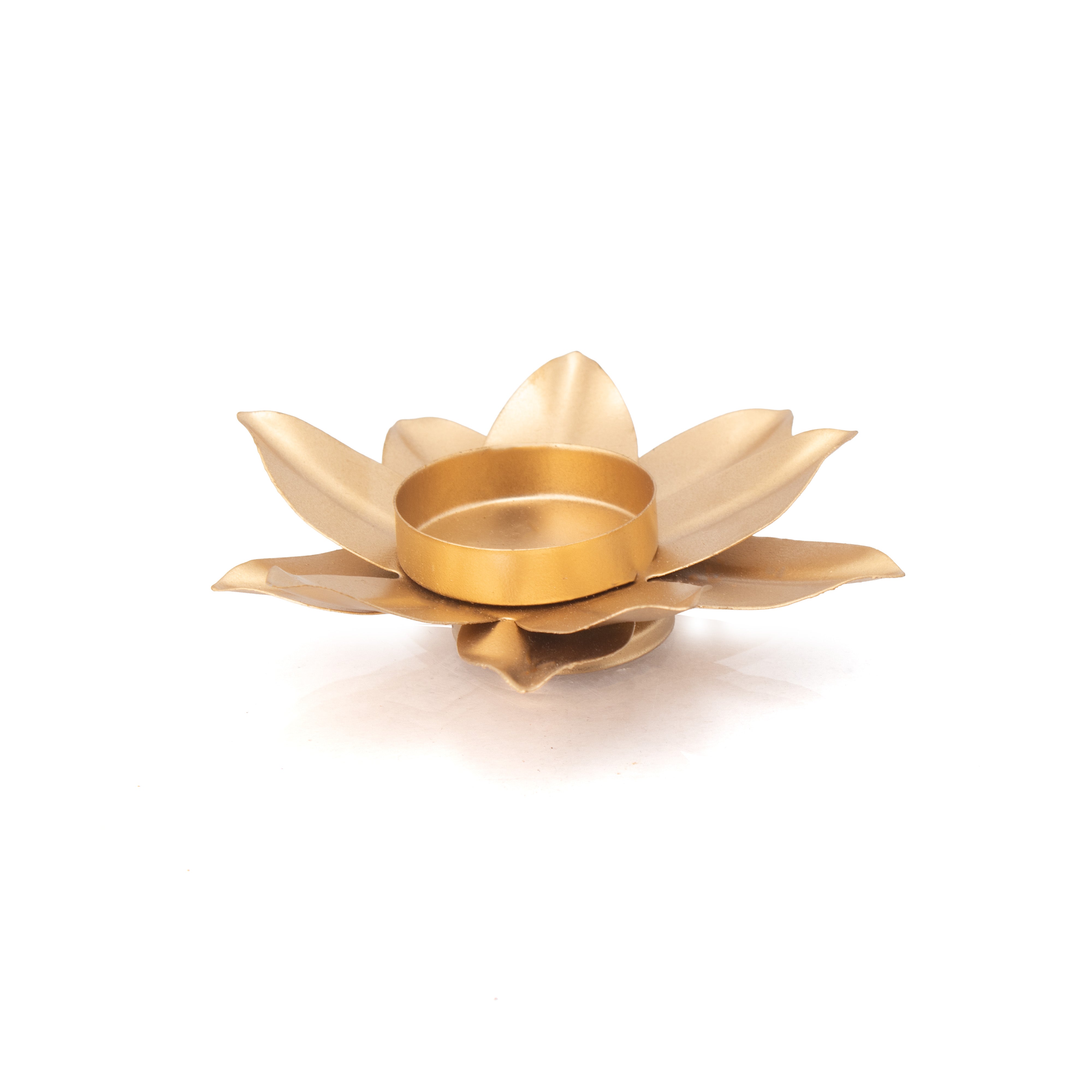 Metal Tealight Holder Lotus Bloom Gold 11 X 11 X 2cm 1pc