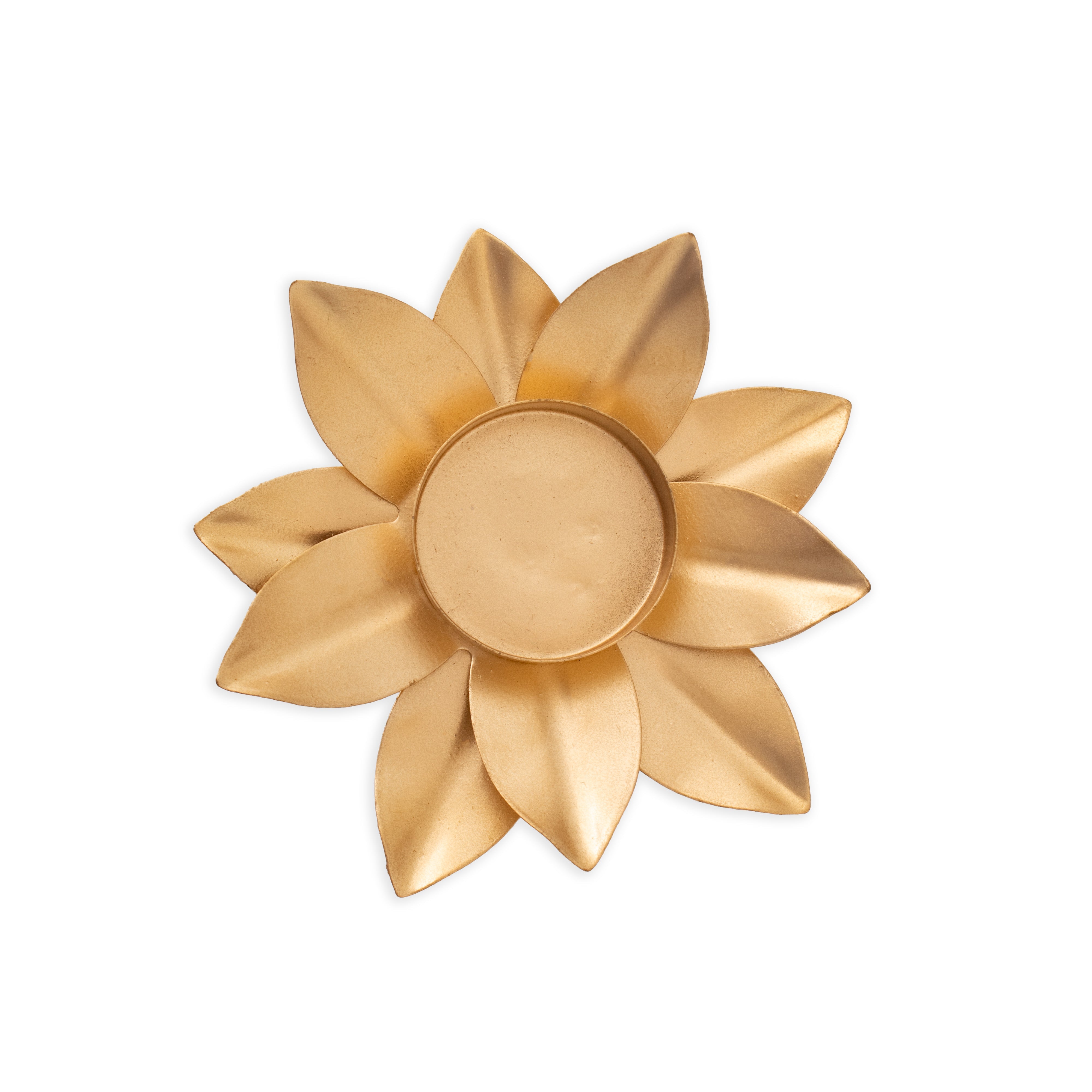 Metal Tealight Holder Lotus Bloom Gold 11 X 11 X 2cm 1pc