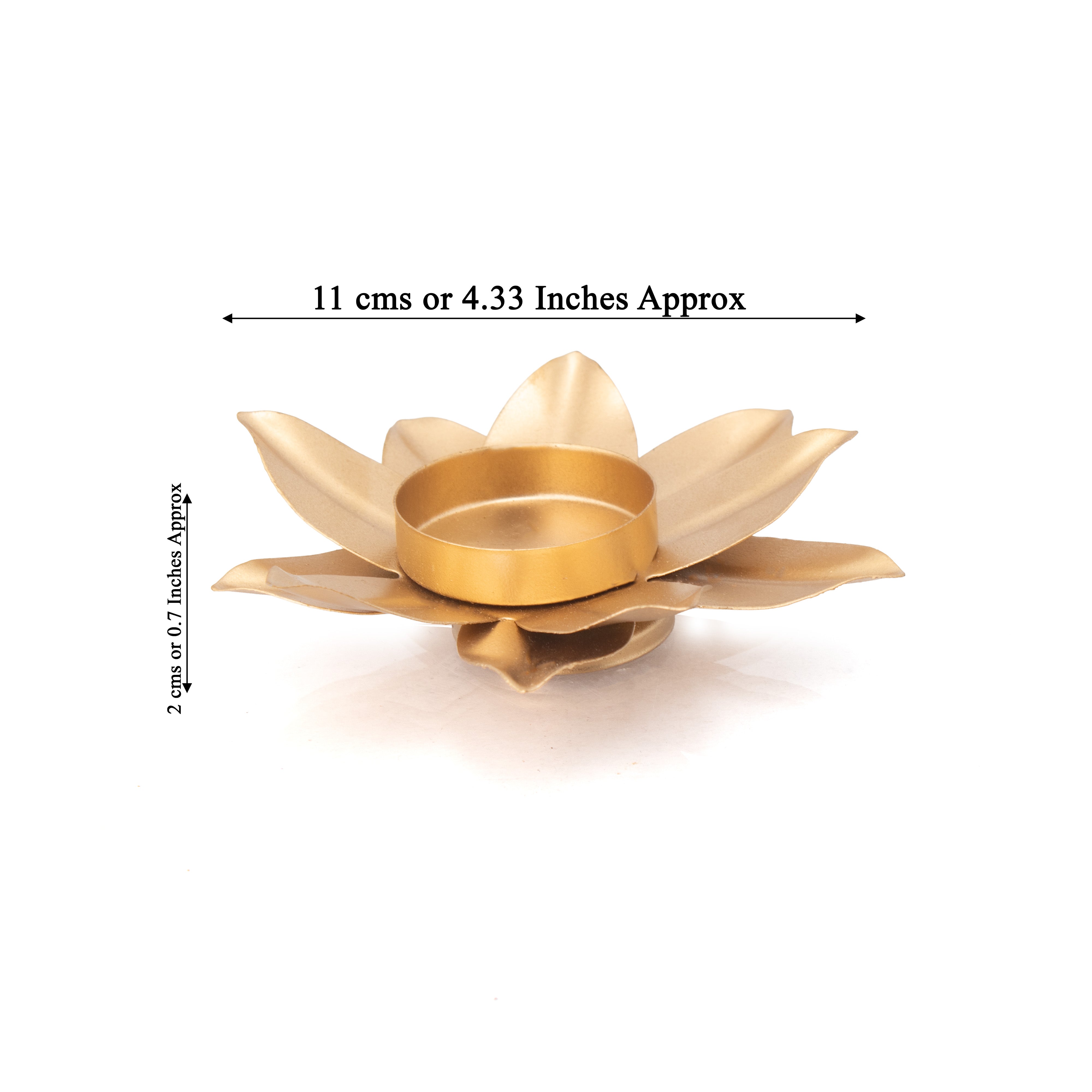 Metal Tealight Holder Lotus Bloom Gold 11 X 11 X 2cm 1pc