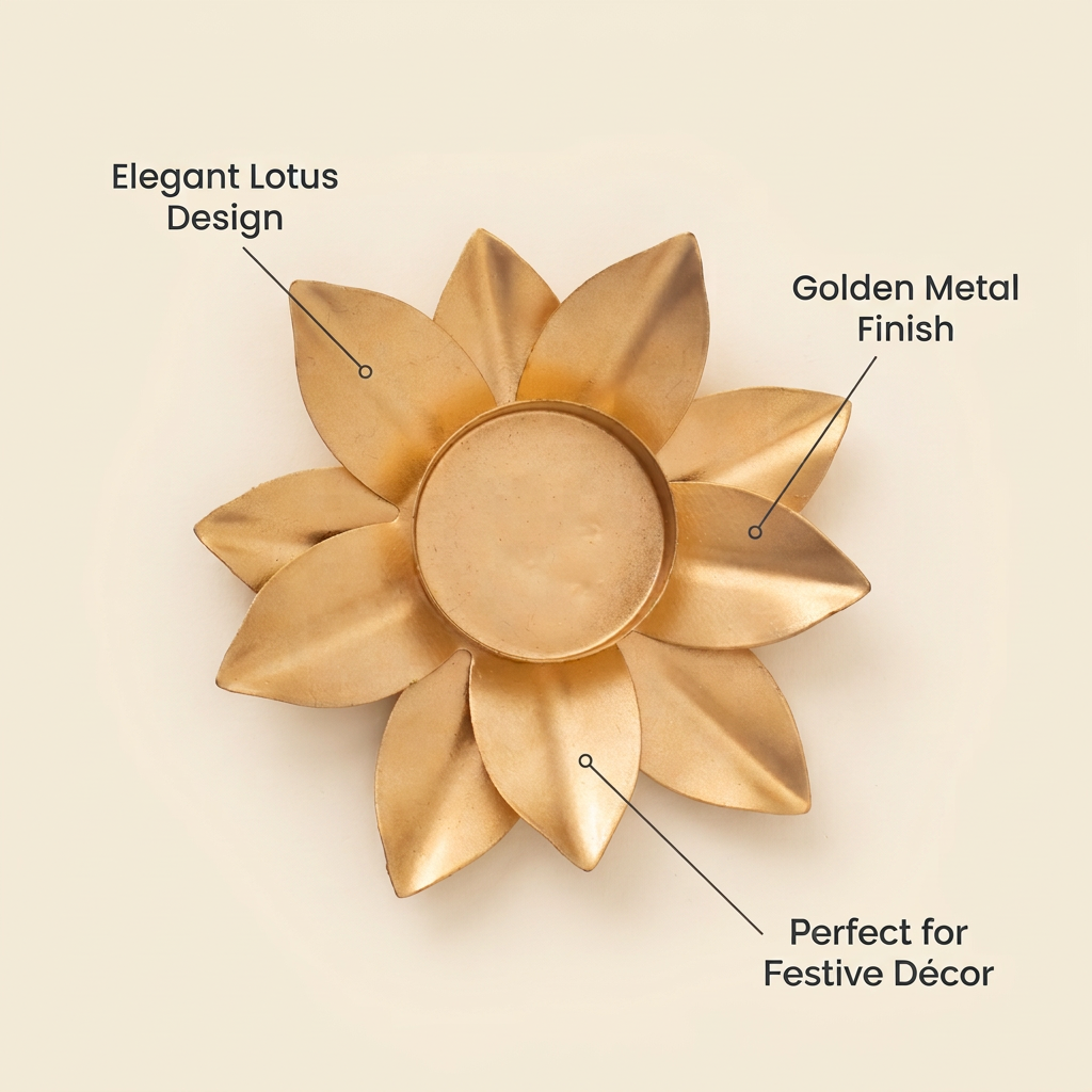 Metal Tealight Holder Lotus Bloom Gold 11 X 11 X 2cm 1pc