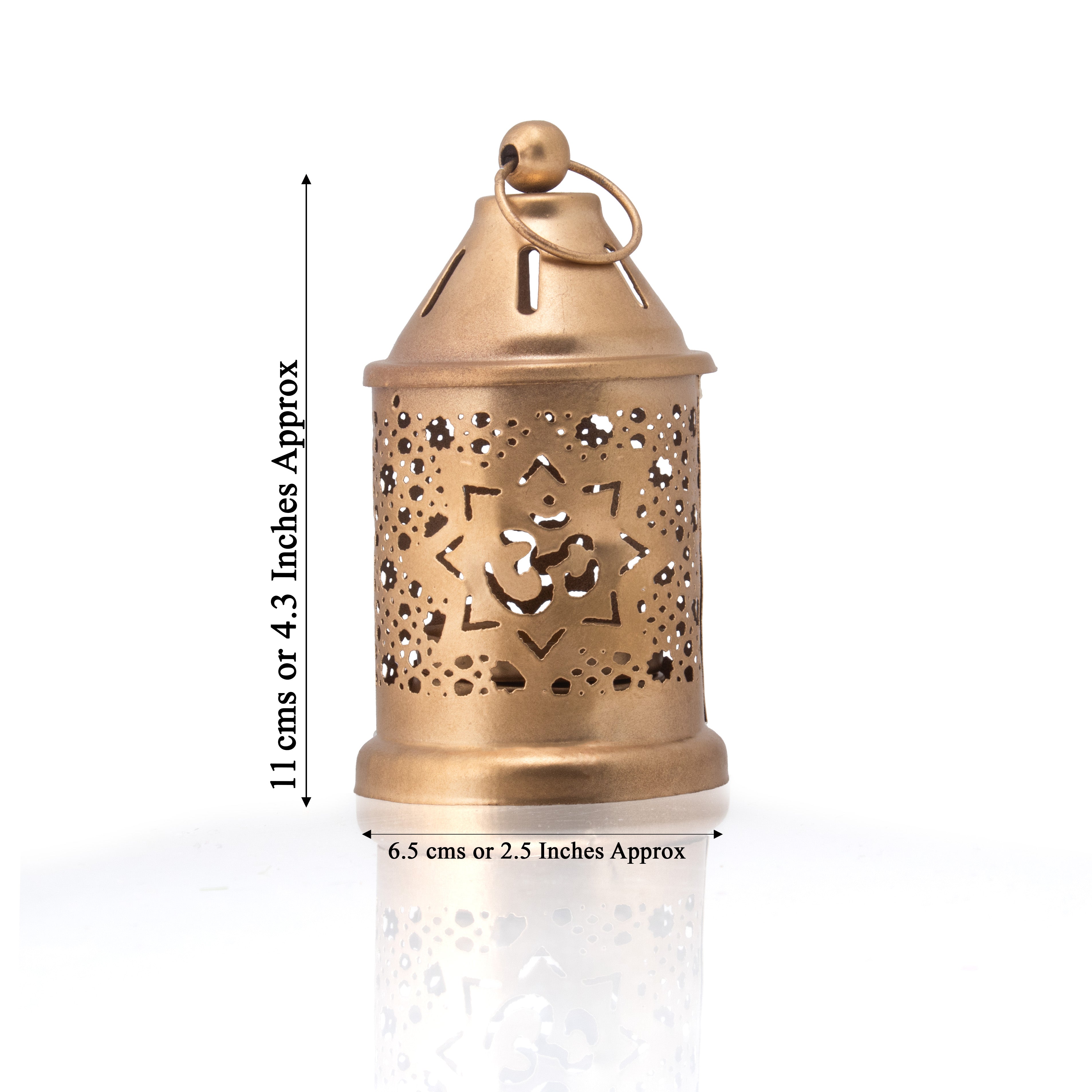 Metal Hanging Lantern Om Glod 6.5 X 6.5 X 11cm 1pc