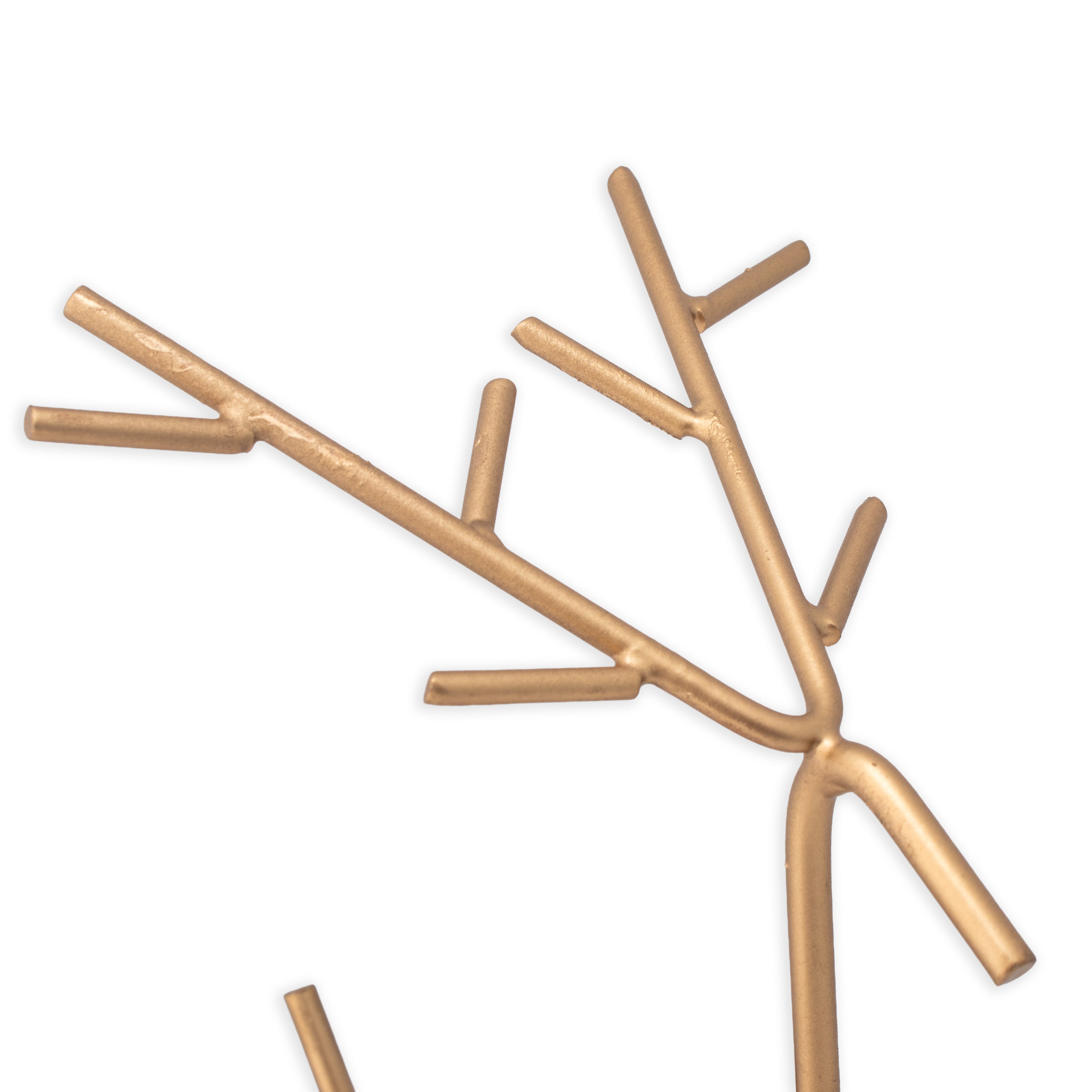 Metal Tealight Holder with Stand Reindeer Gold 12.5 X 7 X 20cm 1pc